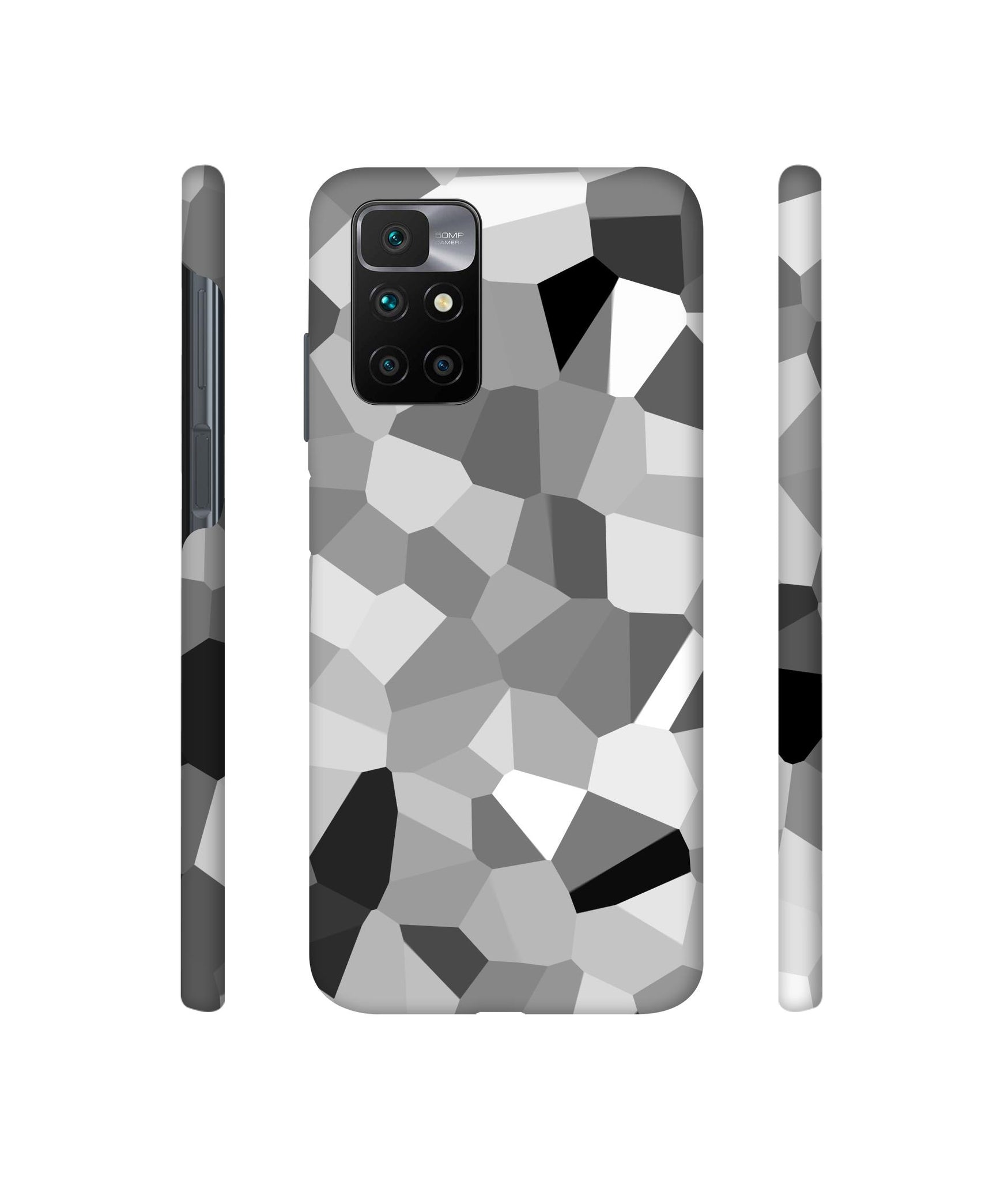 Black & White Mathematical Shape Designer Hard Back Cover for Mi Redmi 10 Prime
