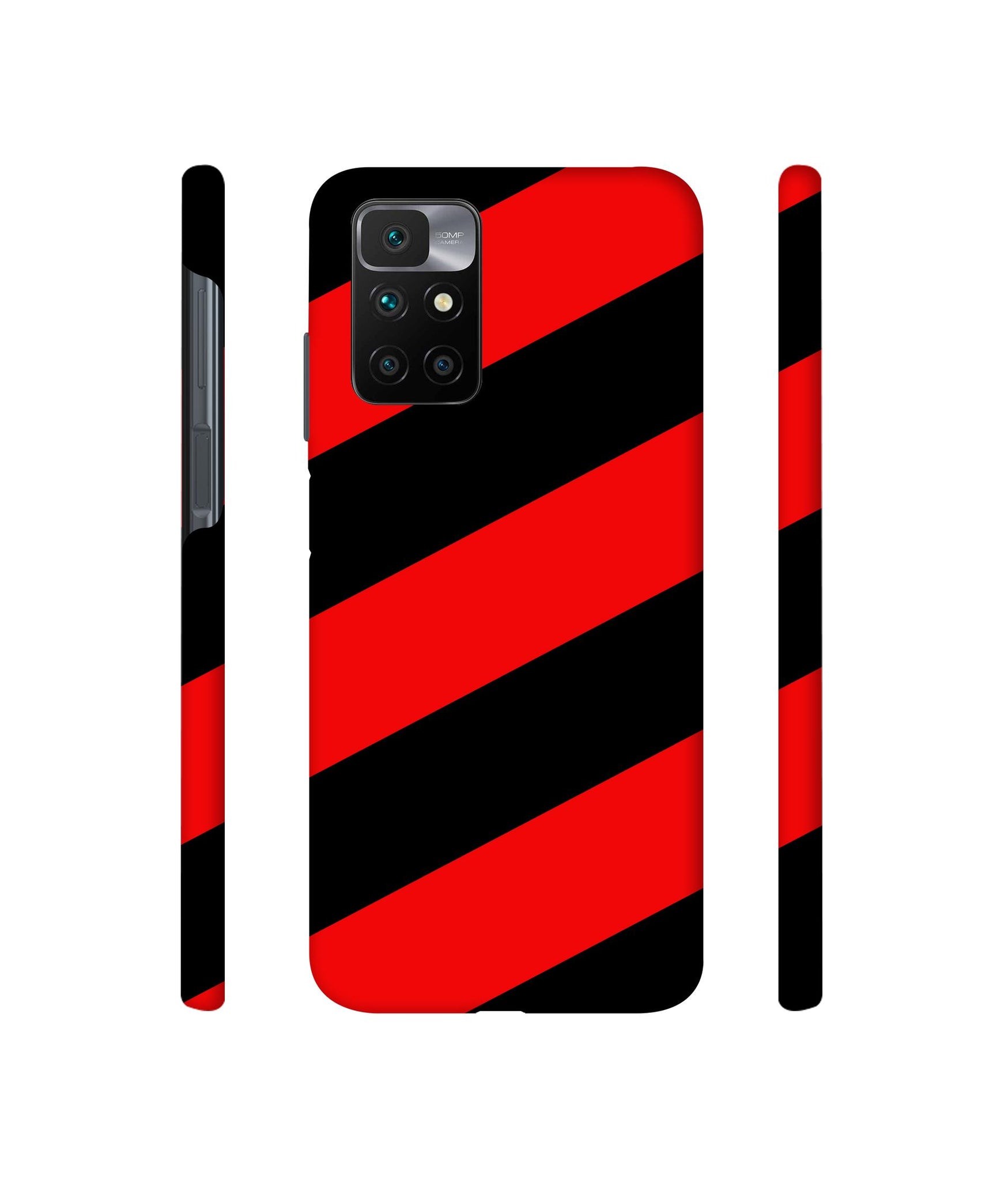 Red and Black Line Designer Hard Back Cover for Mi Redmi 10 Prime