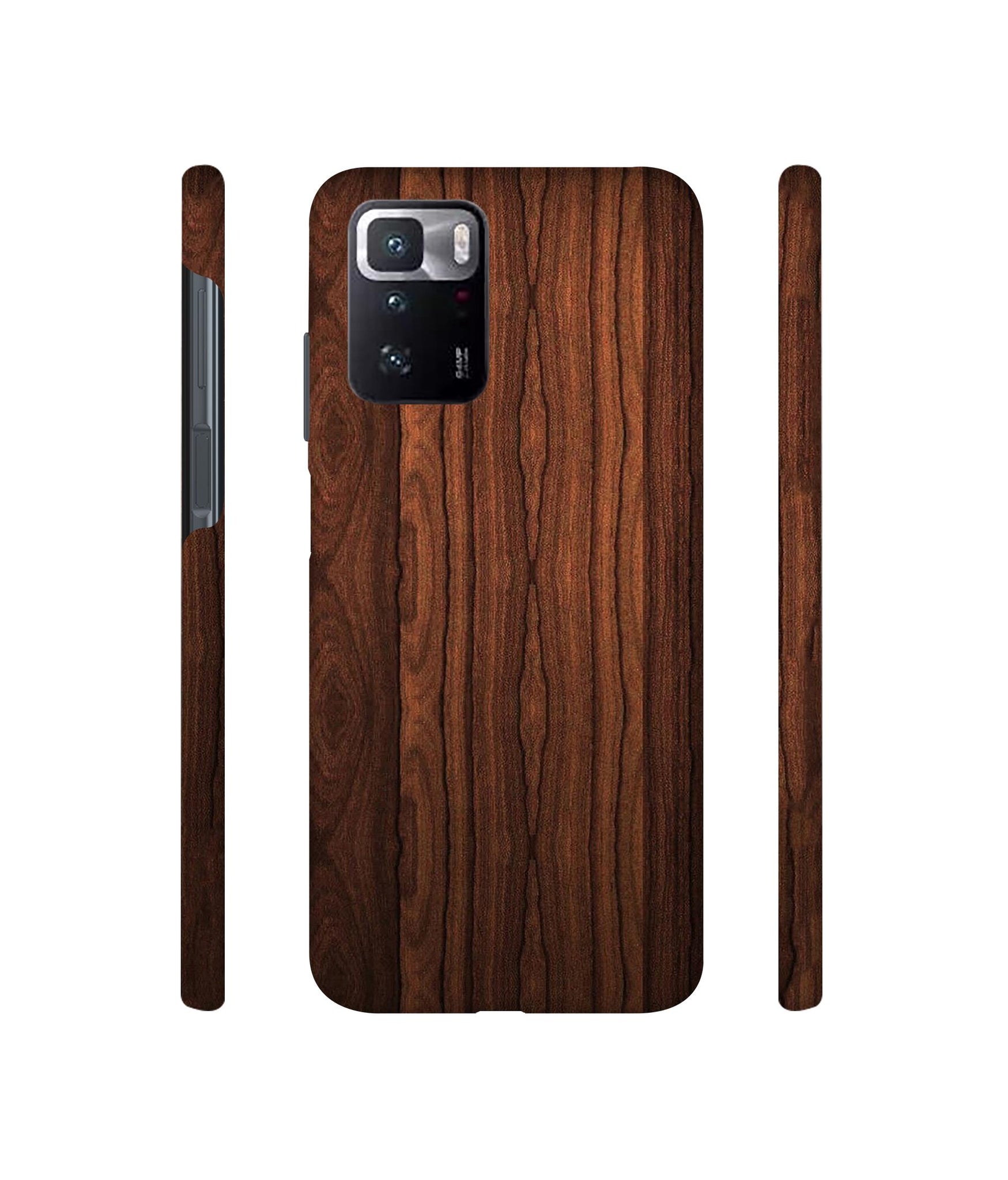 Brown Wooden Texture Designer Hard Back Cover for Mi Poco X3 GT