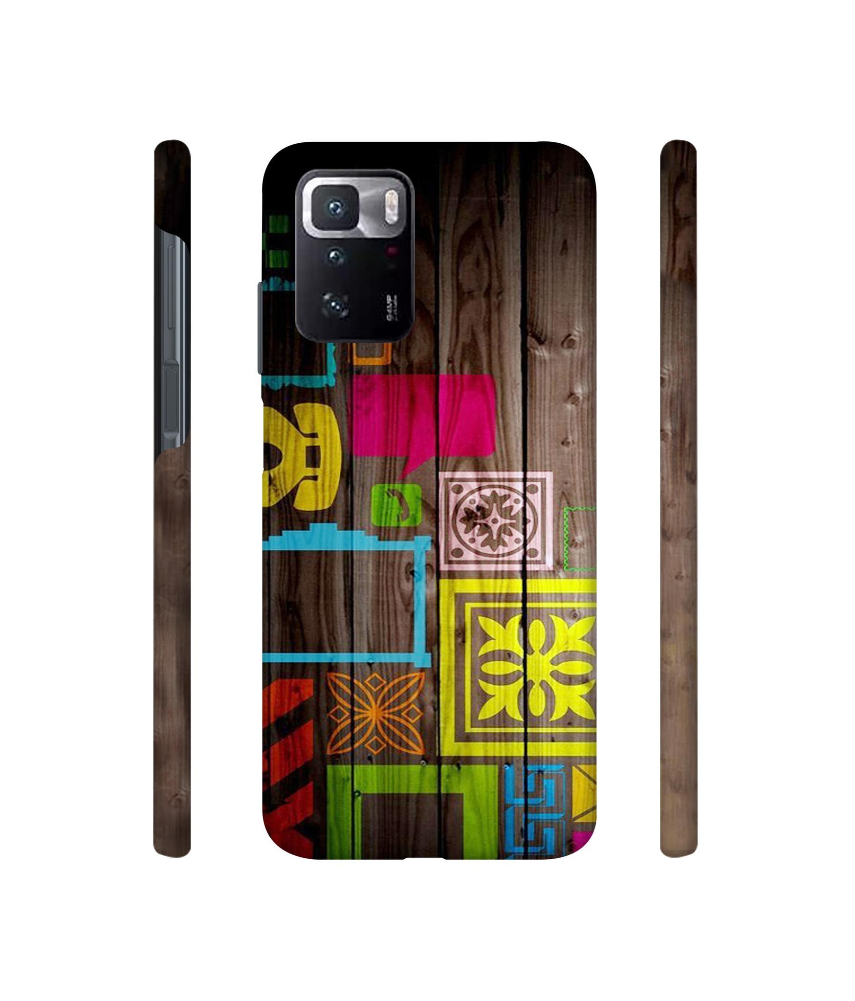 Stamps on Wooden Texture Designer Hard Back Cover for Mi Poco X3 GT