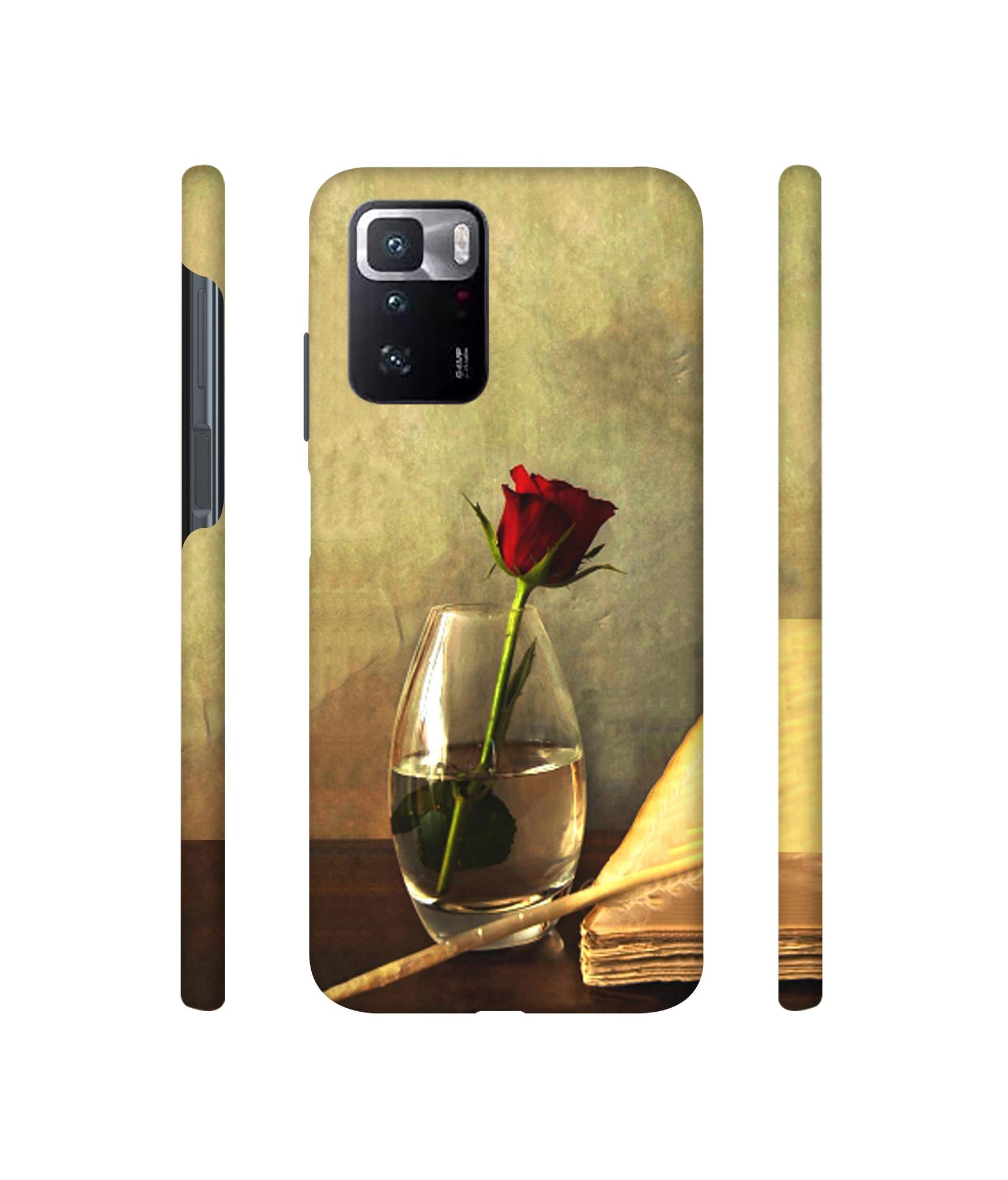 Red Rose in Glass Designer Hard Back Cover for Mi Poco X3 GT
