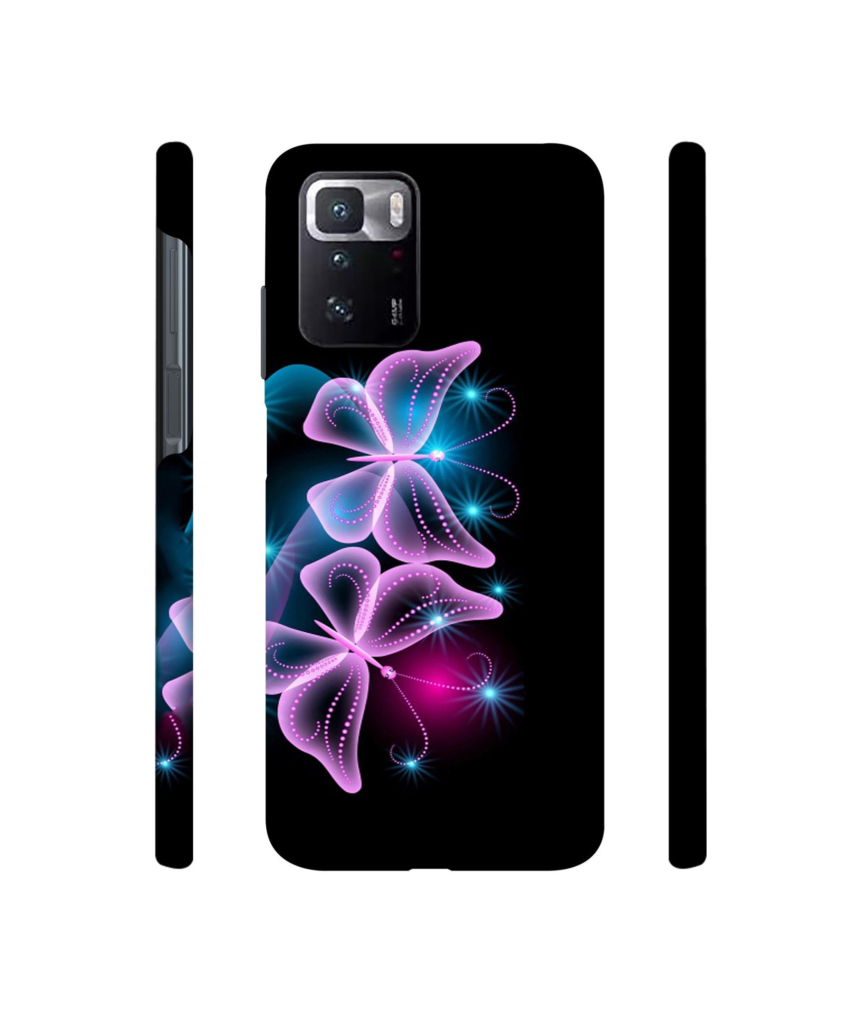 Butterflies Neon Light Designer Hard Back Cover for Mi Poco X3 GT