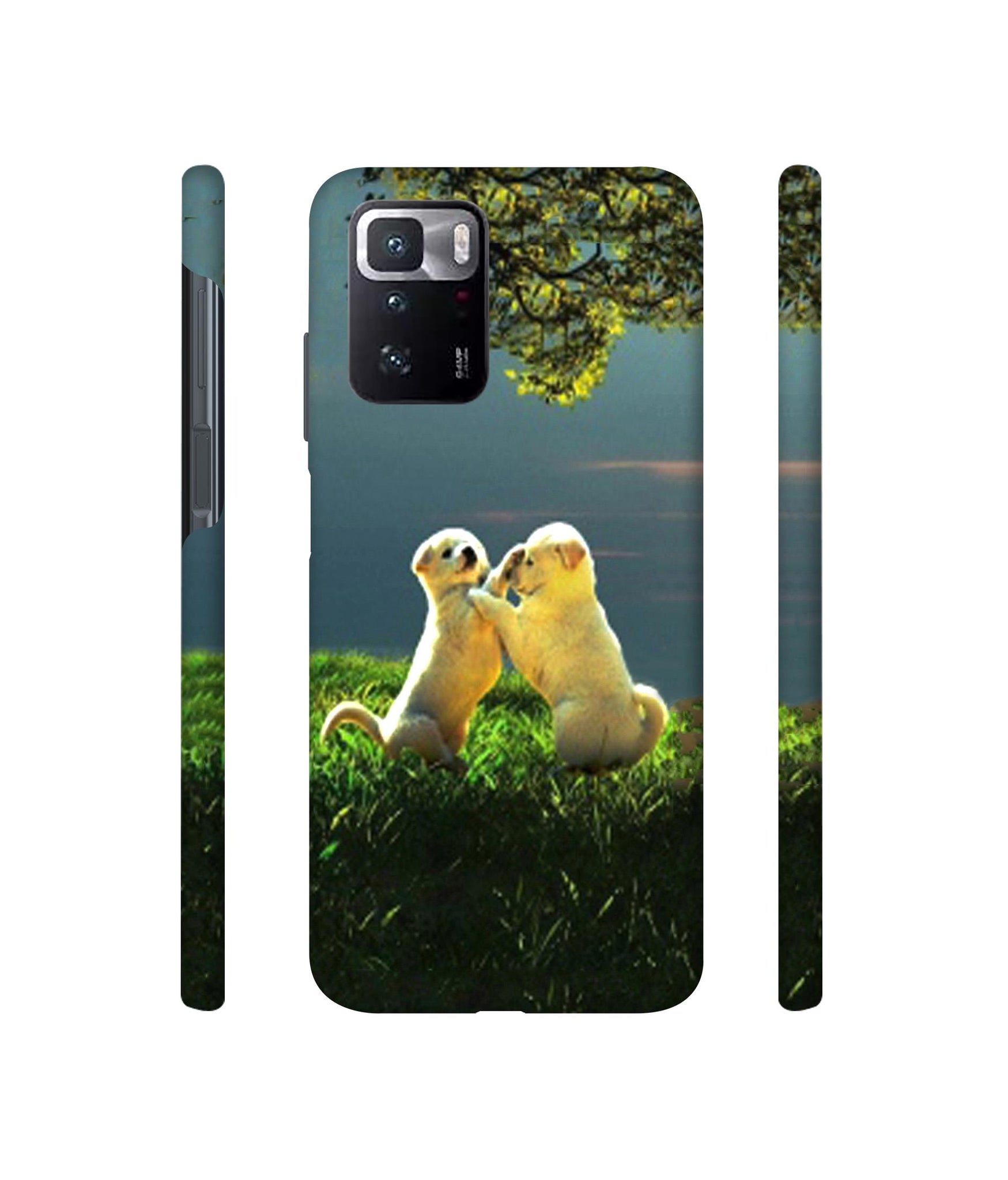 Puppy Couple Play Kids Nature Designer Hard Back Cover for Mi Poco X3 GT