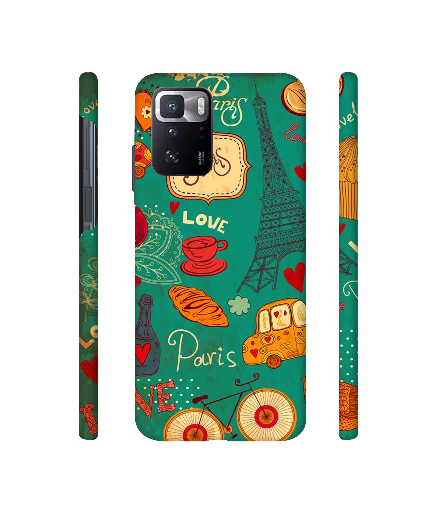 Paris Love Print Designer Hard Back Cover for Mi Poco X3 GT