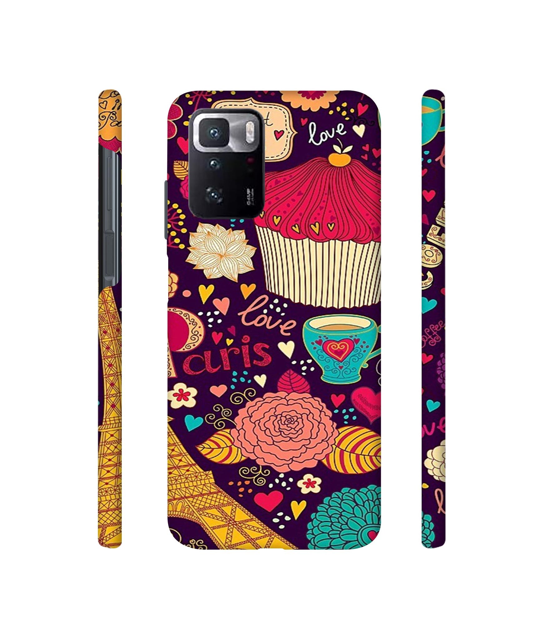 Paris Flower Love Designer Hard Back Cover for Mi Poco X3 GT
