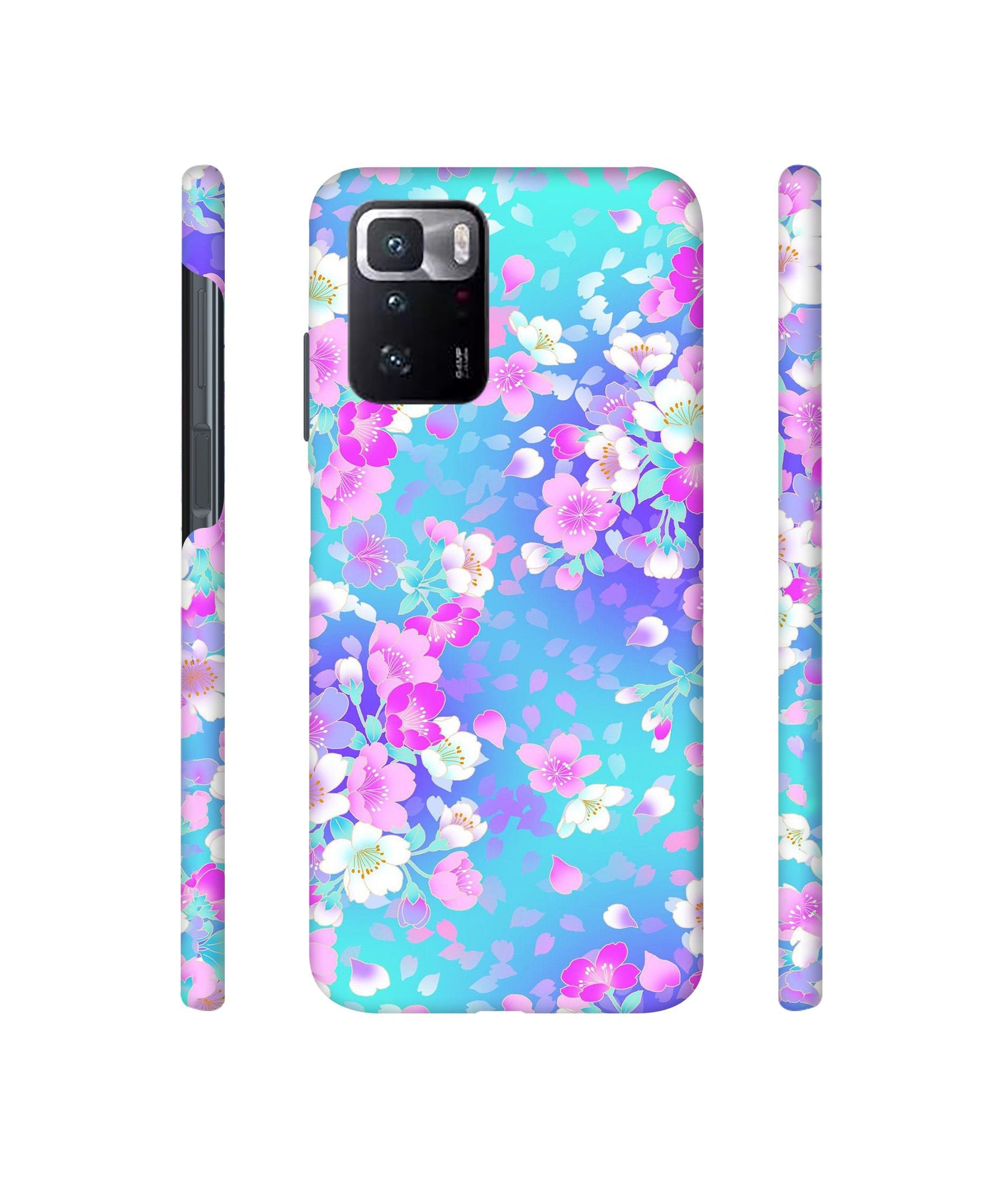 Floral Blue Pattern Designer Hard Back Cover for Mi Poco X3 GT