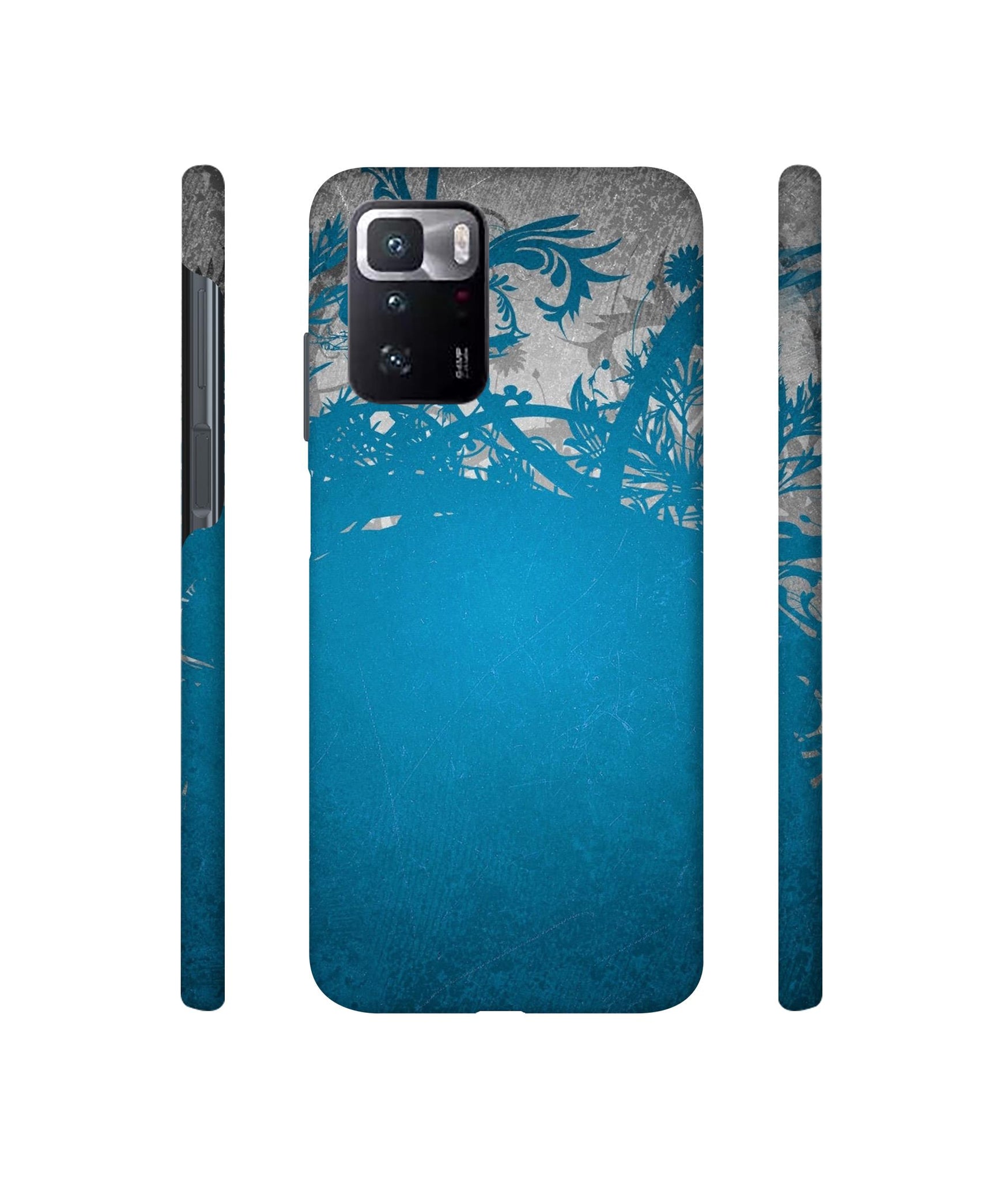 Blue Floral Pattern Designer Hard Back Cover for Mi Poco X3 GT