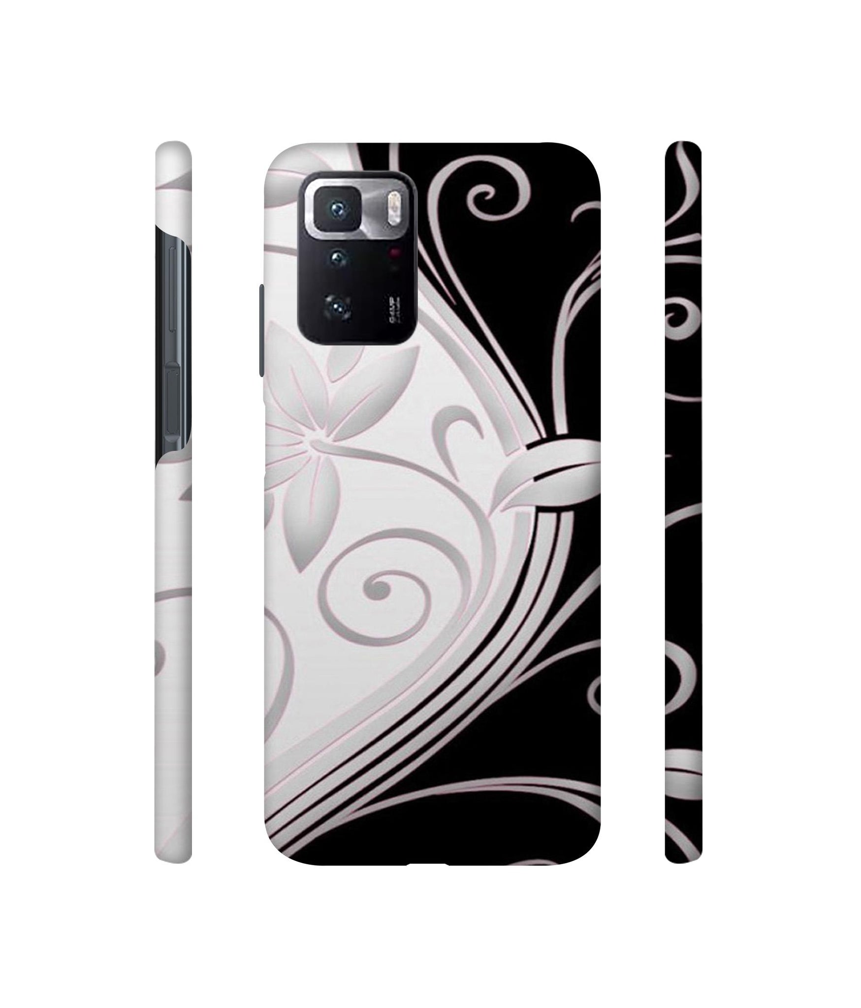 Black And White Flower Designer Hard Back Cover for Mi Poco X3 GT
