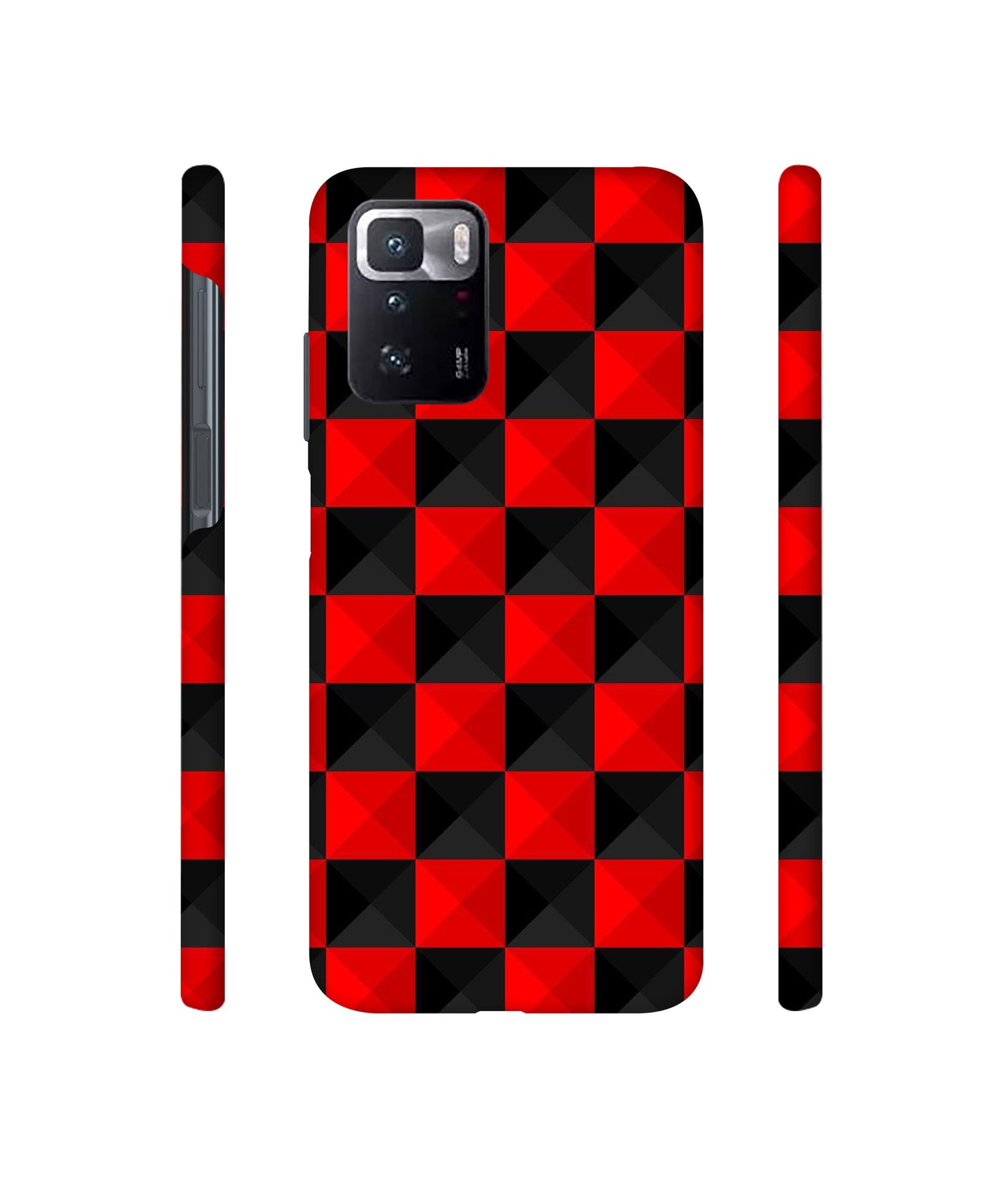 Red N Black Cubes Designer Hard Back Cover for Mi Poco X3 GT