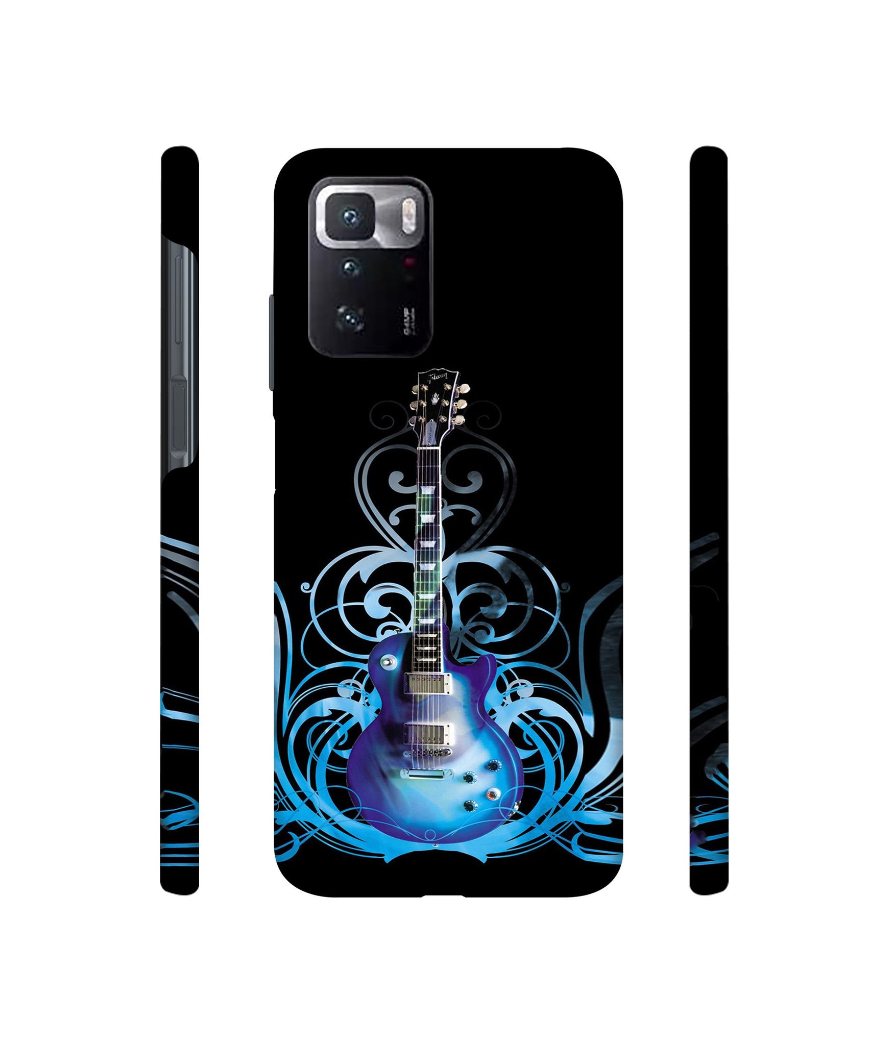 Guitar In Blue Pattern Designer Hard Back Cover for Mi Poco X3 GT