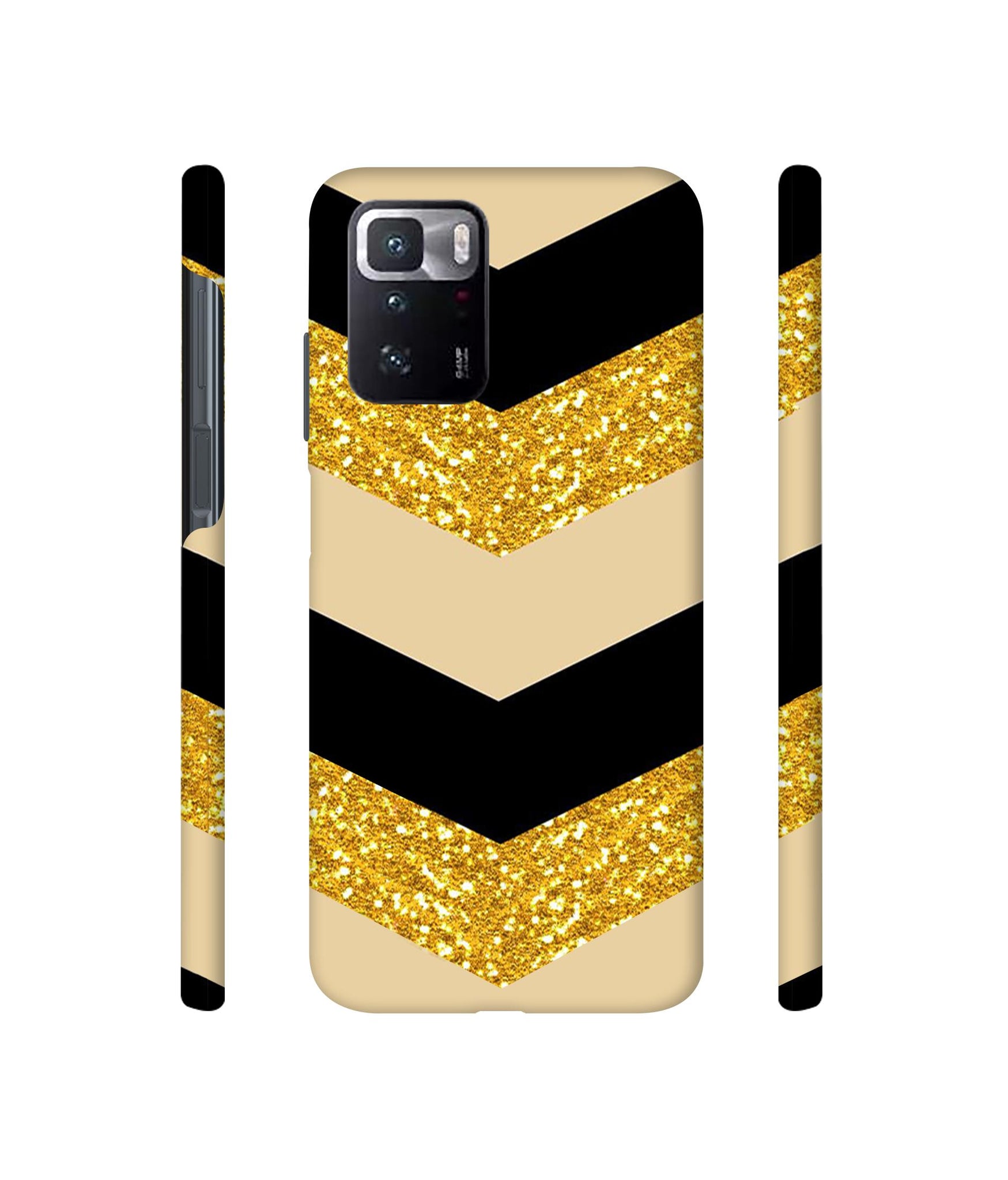 Black & Gold Designer Hard Back Cover for Mi Poco X3 GT