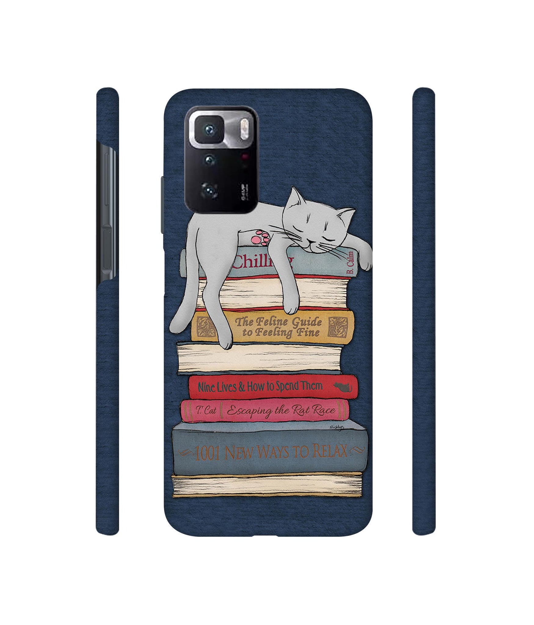 Cat Sleeping On The Books Designer Hard Back Cover for Mi Poco X3 GT