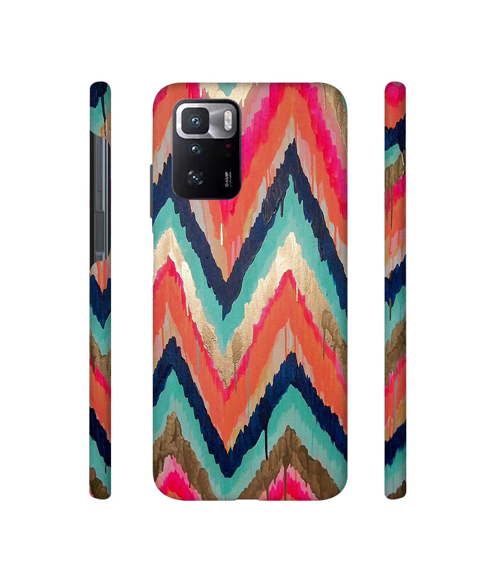 Colorful Zig-Zag Lines Art Designer Hard Back Cover for Mi Poco X3 GT