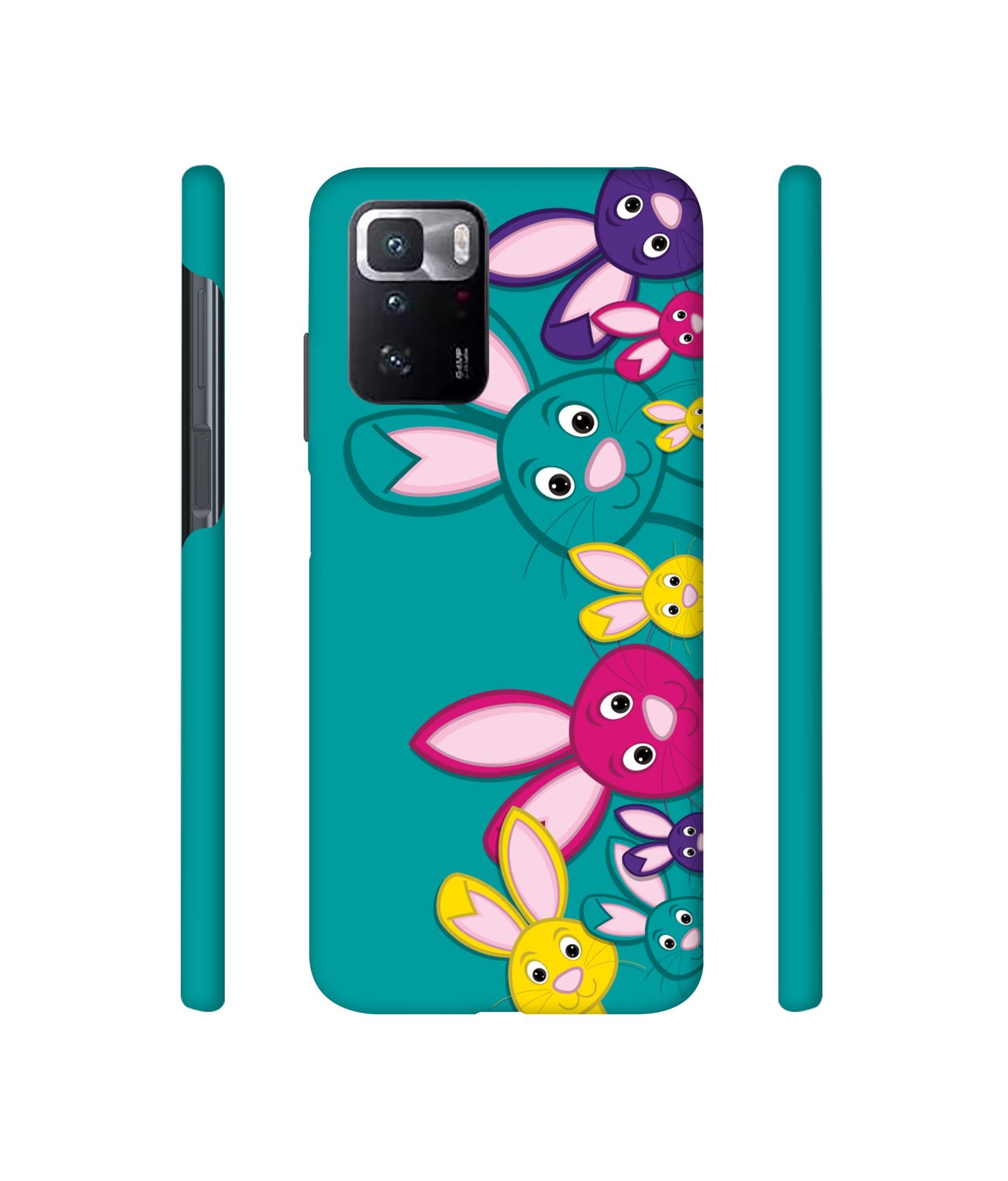 Rabbit Family Designer Hard Back Cover for Mi Poco X3 GT