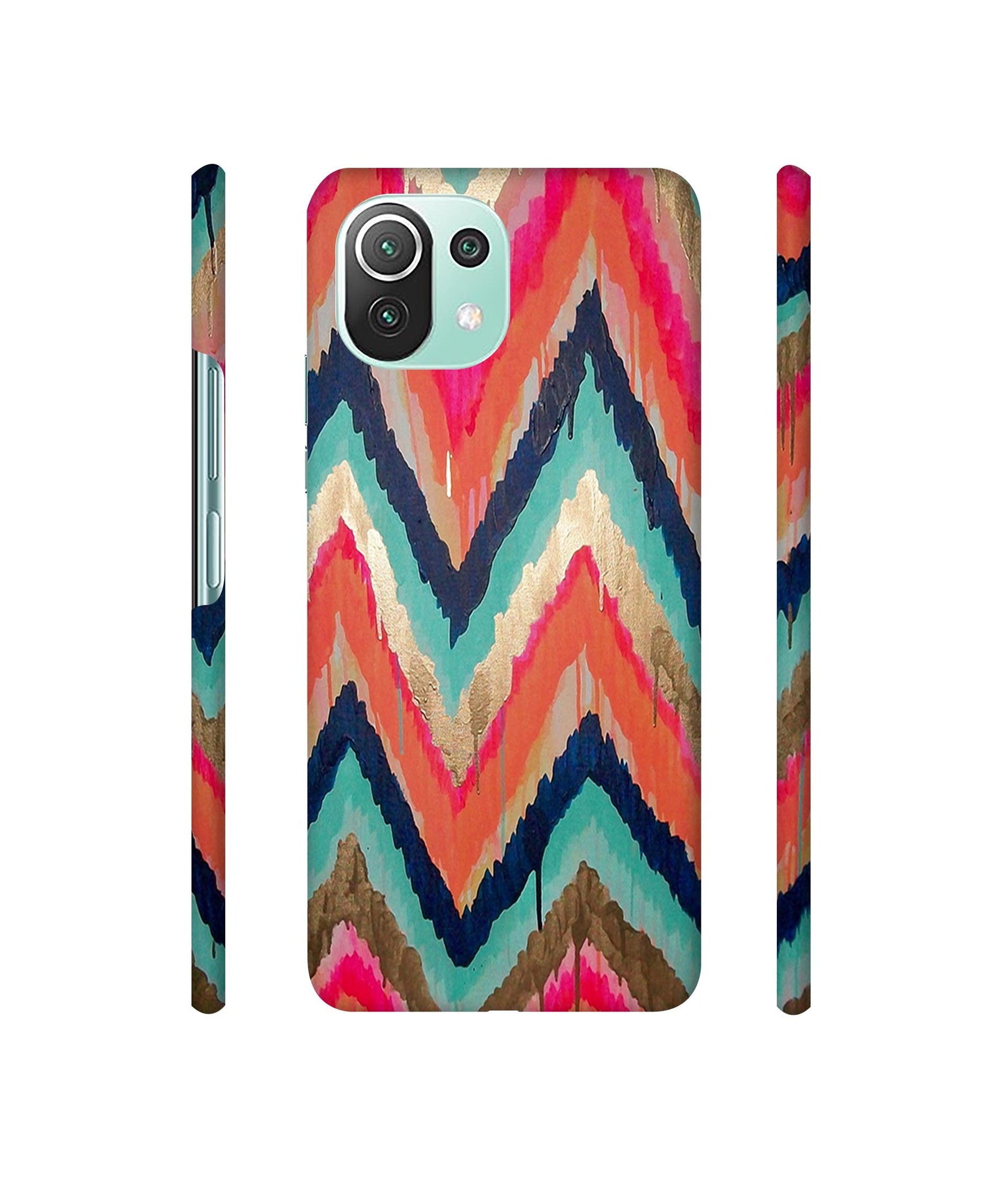Colorful Zig-Zag Lines Art Designer Hard Back Cover for Mi 11 Lite 5G