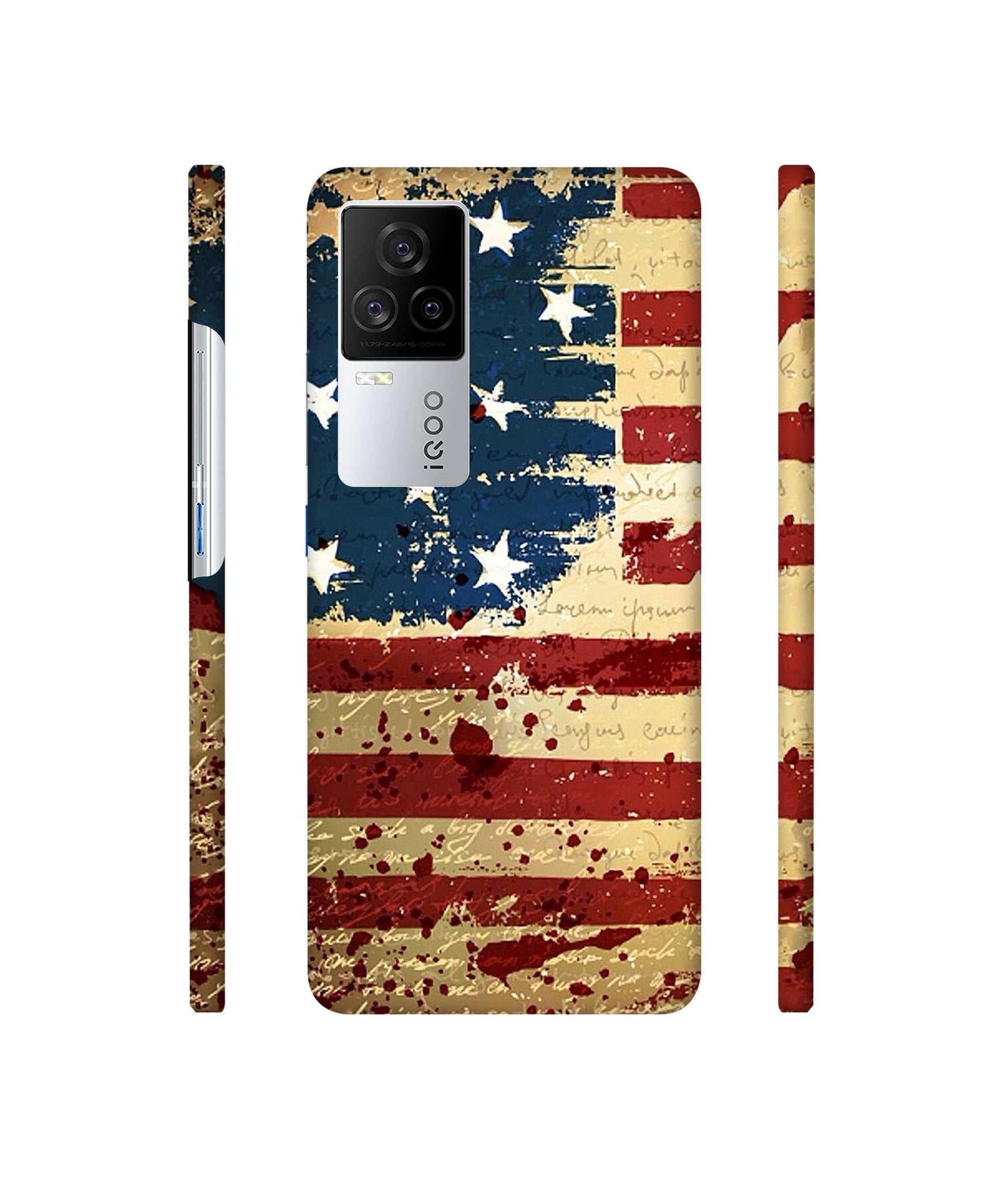 Colorful USA Flag Designer Hard Back Cover for Vivo iQOO 8 Legend