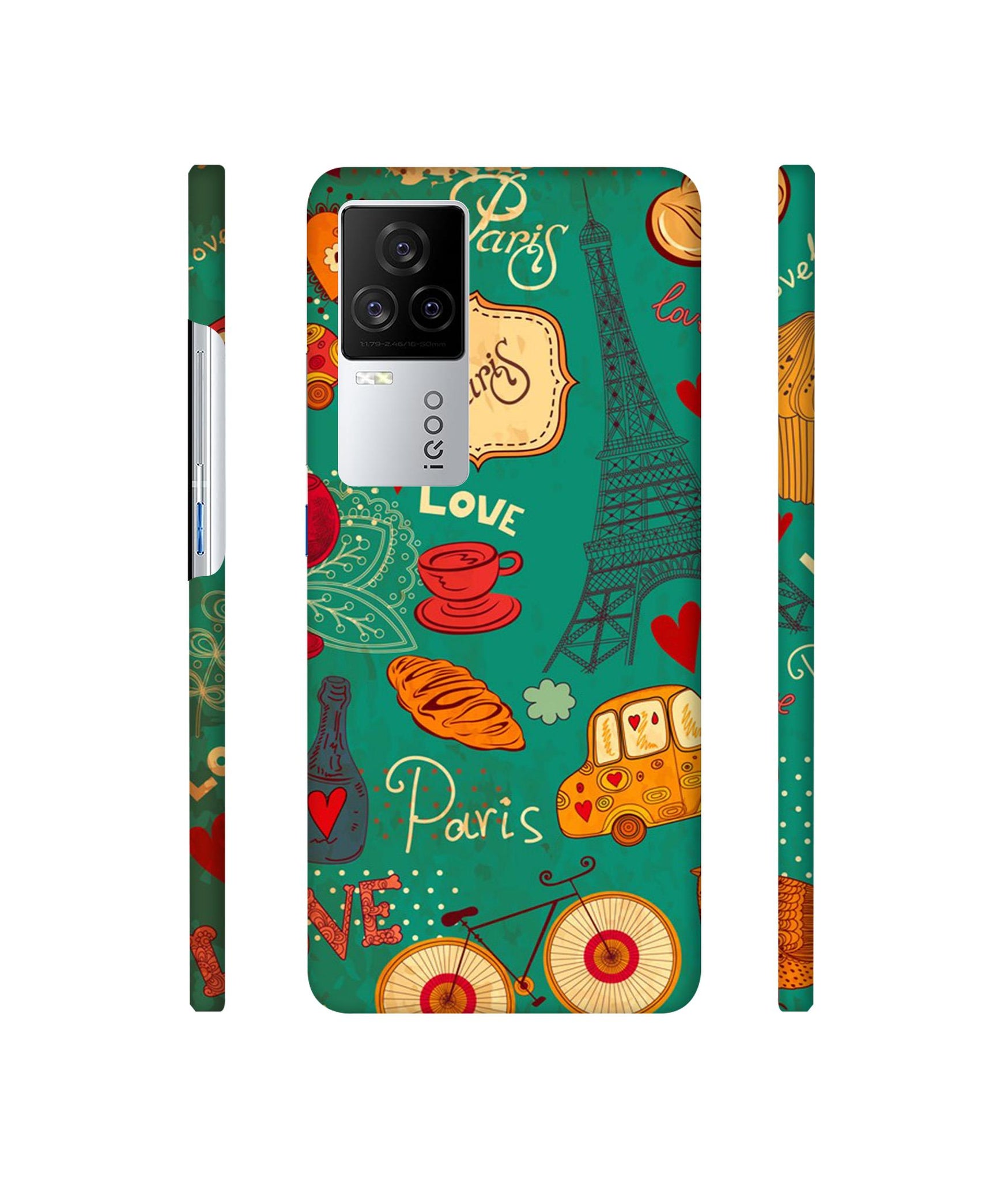 Paris Love Print Designer Hard Back Cover for Vivo iQOO 8 Legend