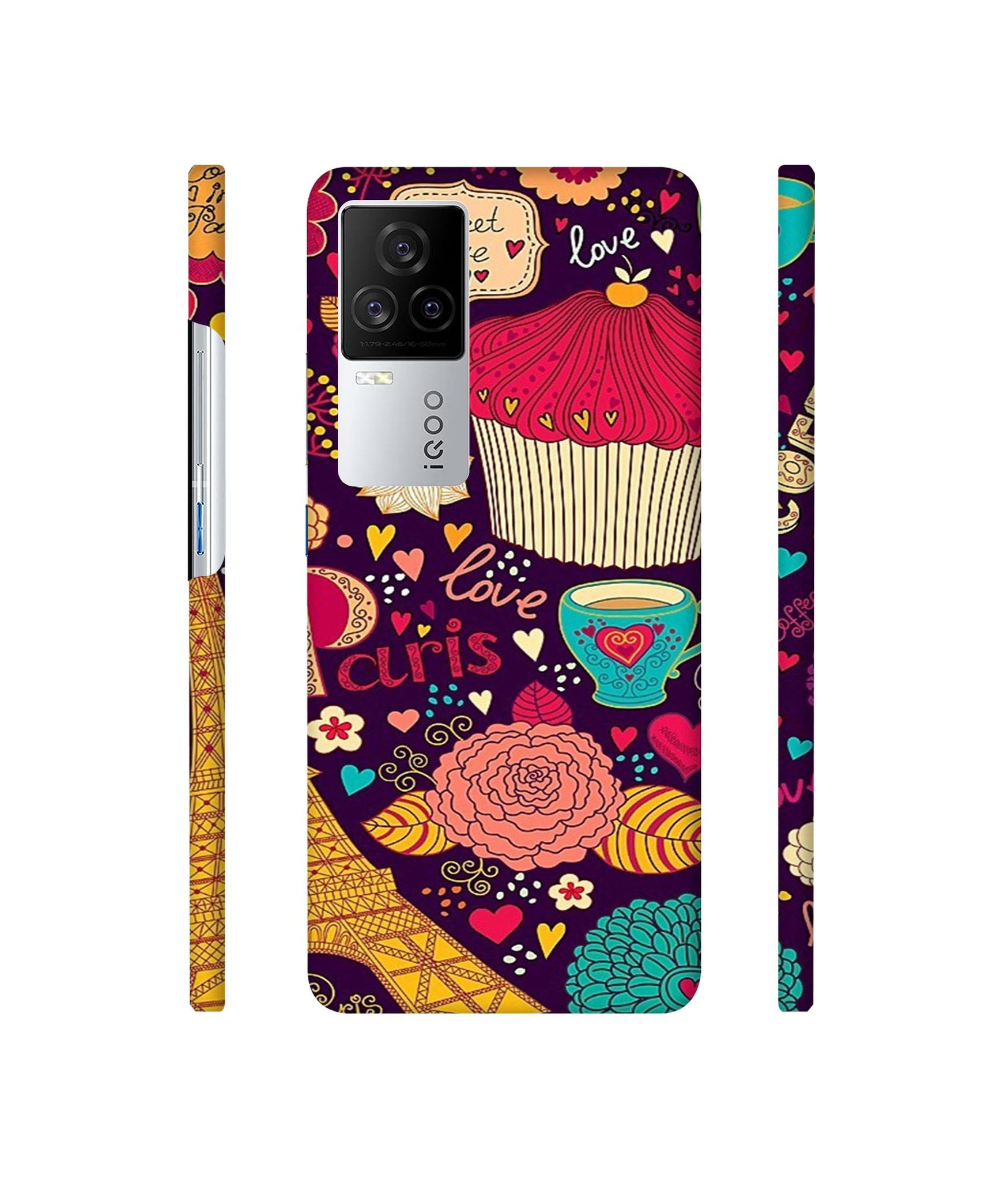 Paris Flower Love Designer Hard Back Cover for Vivo iQOO 8 Legend