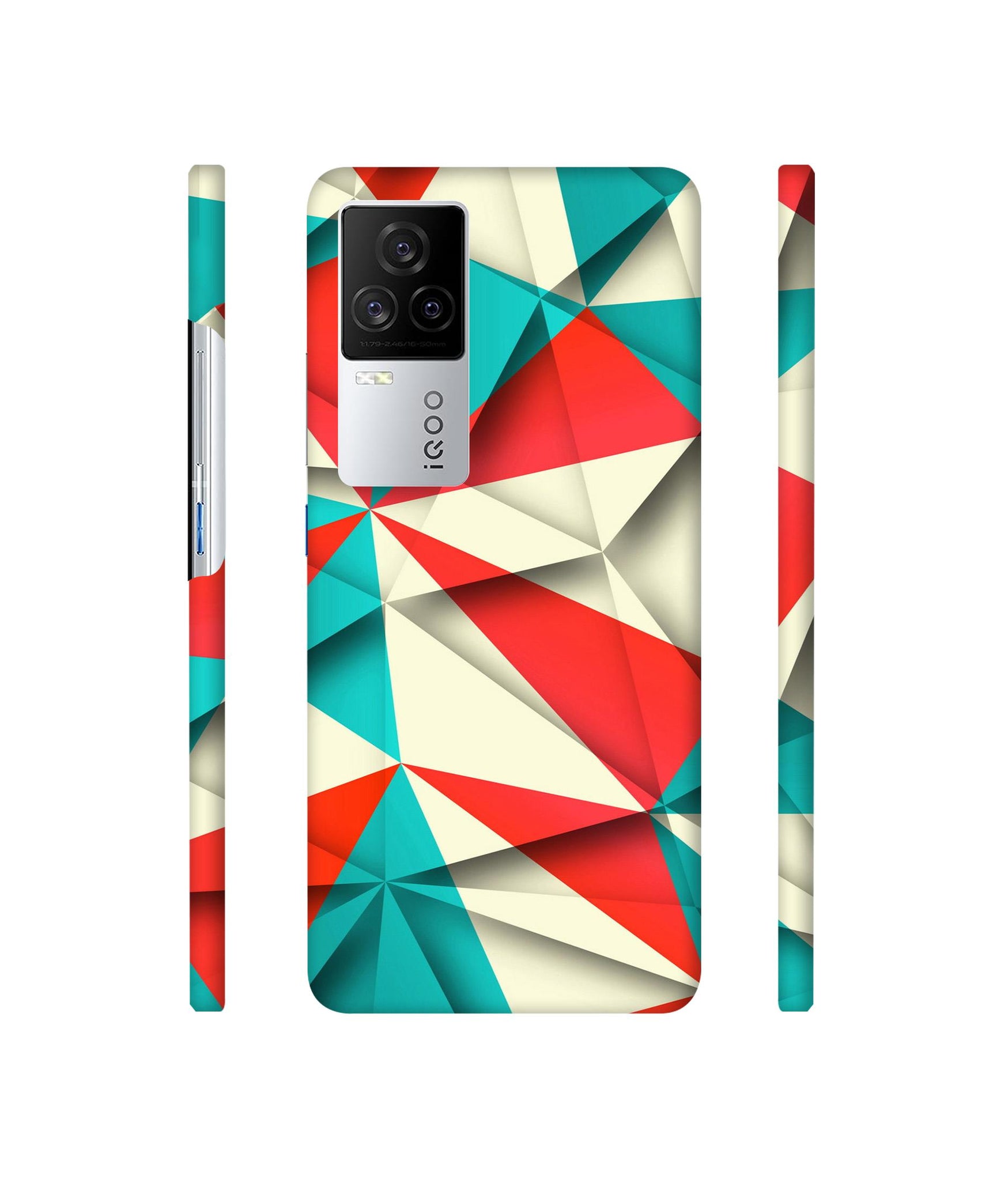 Red Blue White Pattern Designer Hard Back Cover for Vivo iQOO 8 Legend