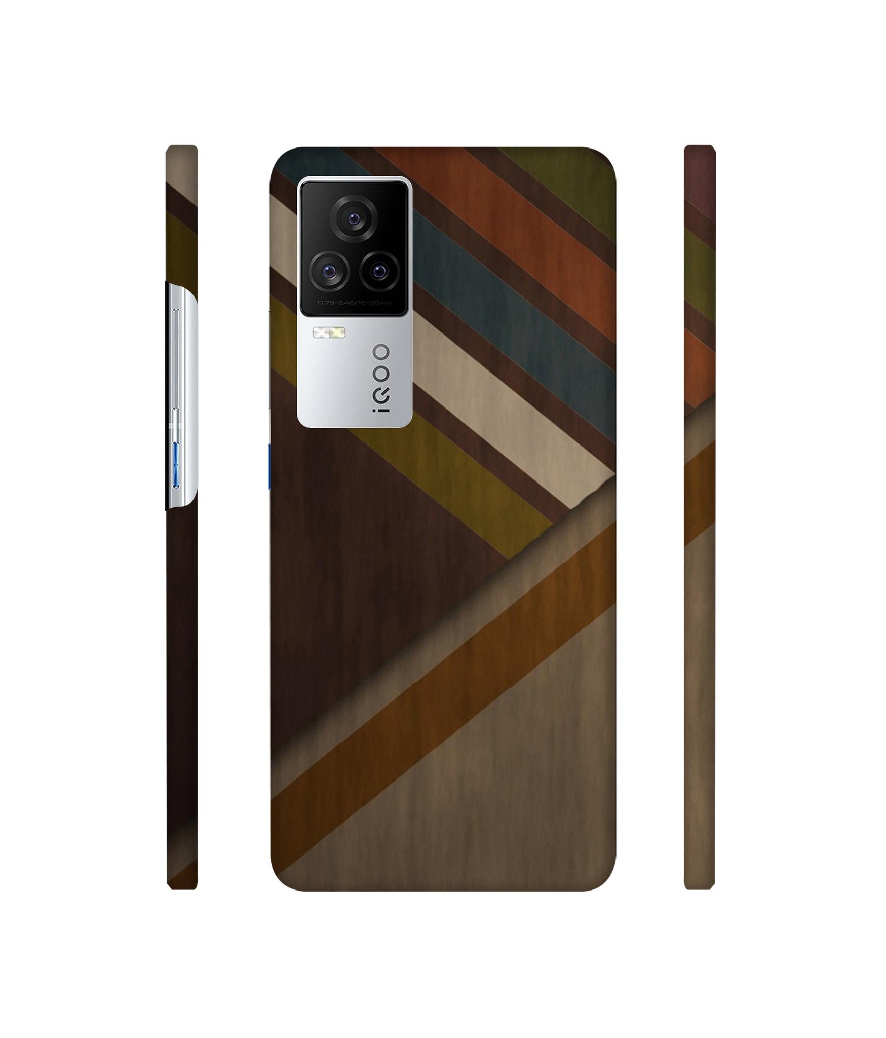 Colorful Wooden Pattern Designer Hard Back Cover for Vivo iQOO 8 Legend