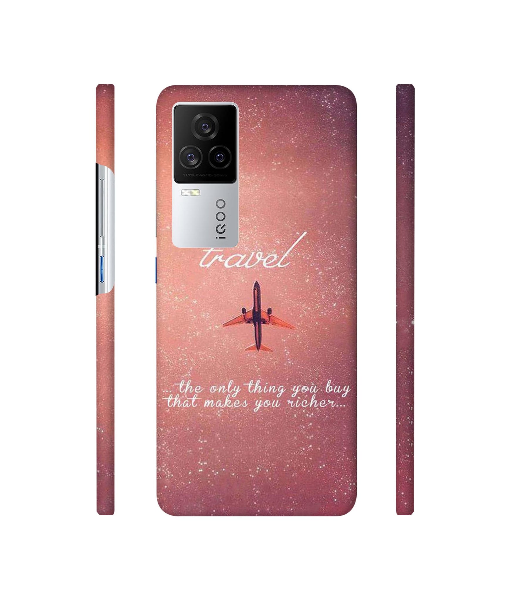 Travel with Plane Designer Hard Back Cover for Vivo iQOO 8 Legend