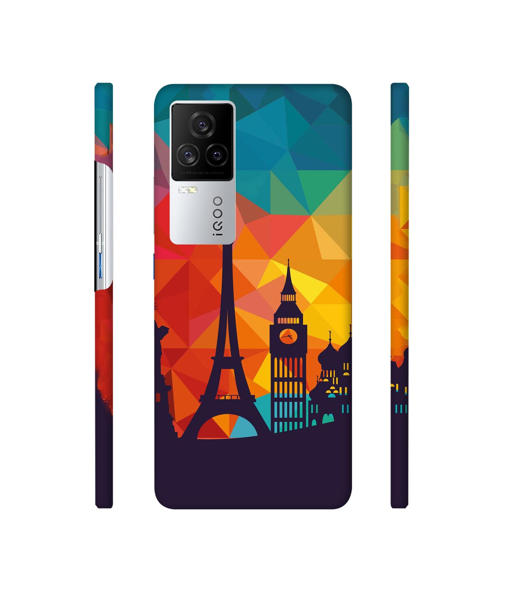 Colored Paris Designer Hard Back Cover for Vivo iQOO 8 Legend