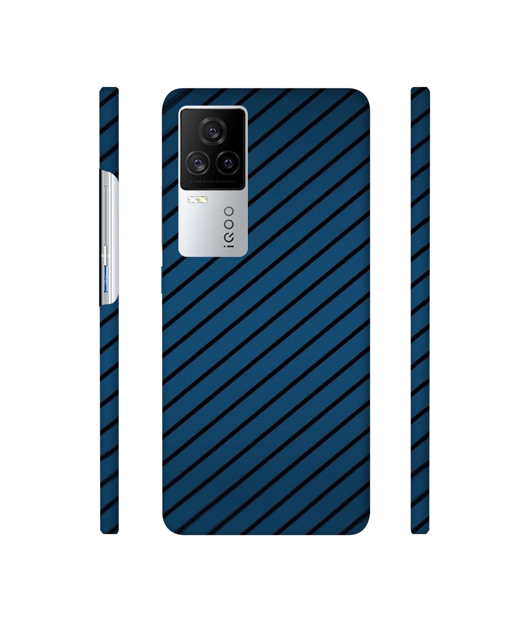 Blue Stripes Designer Hard Back Cover for Vivo iQOO 8 Legend