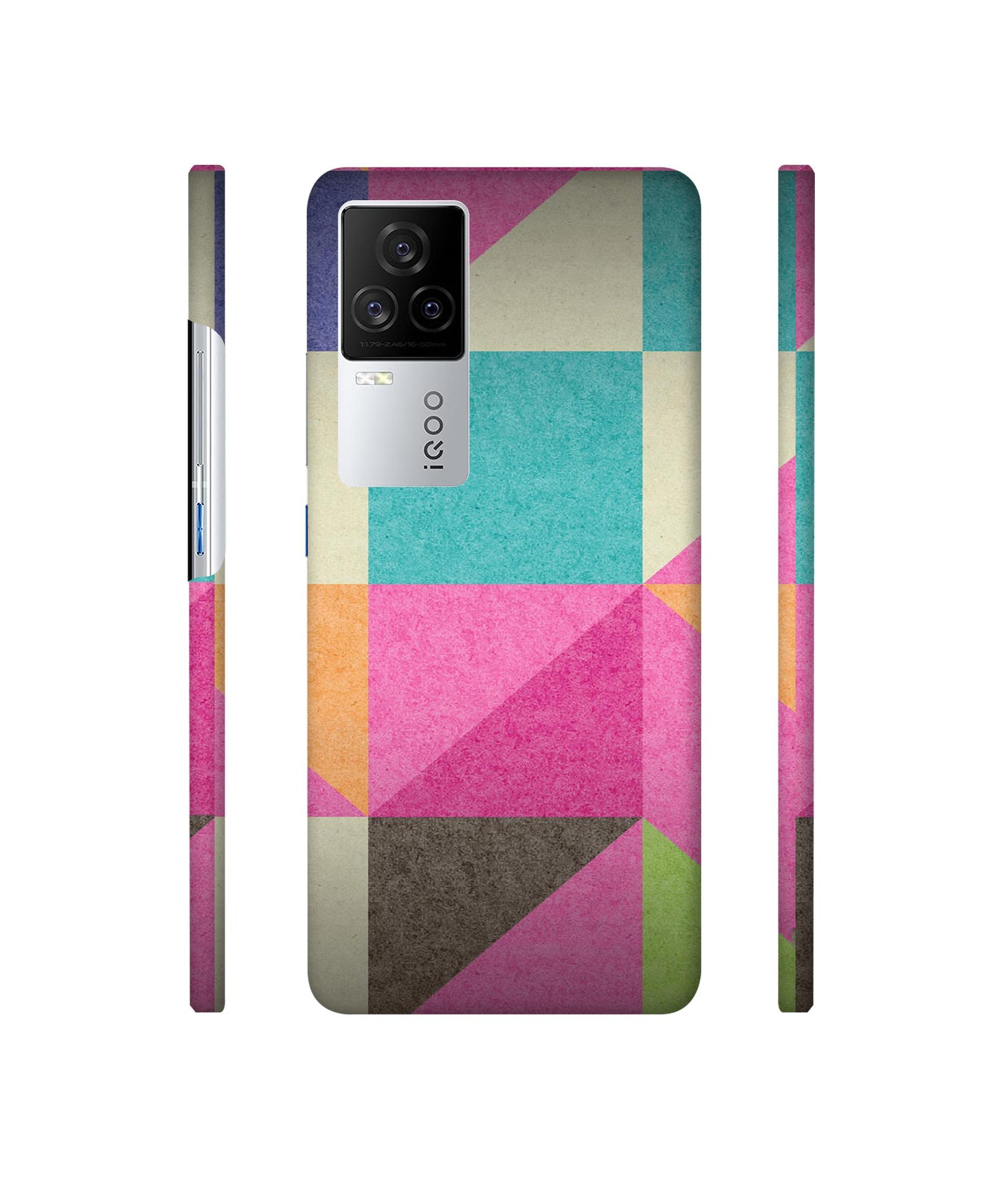 Pink Cyan Designer Hard Back Cover for Vivo iQOO 8 Legend