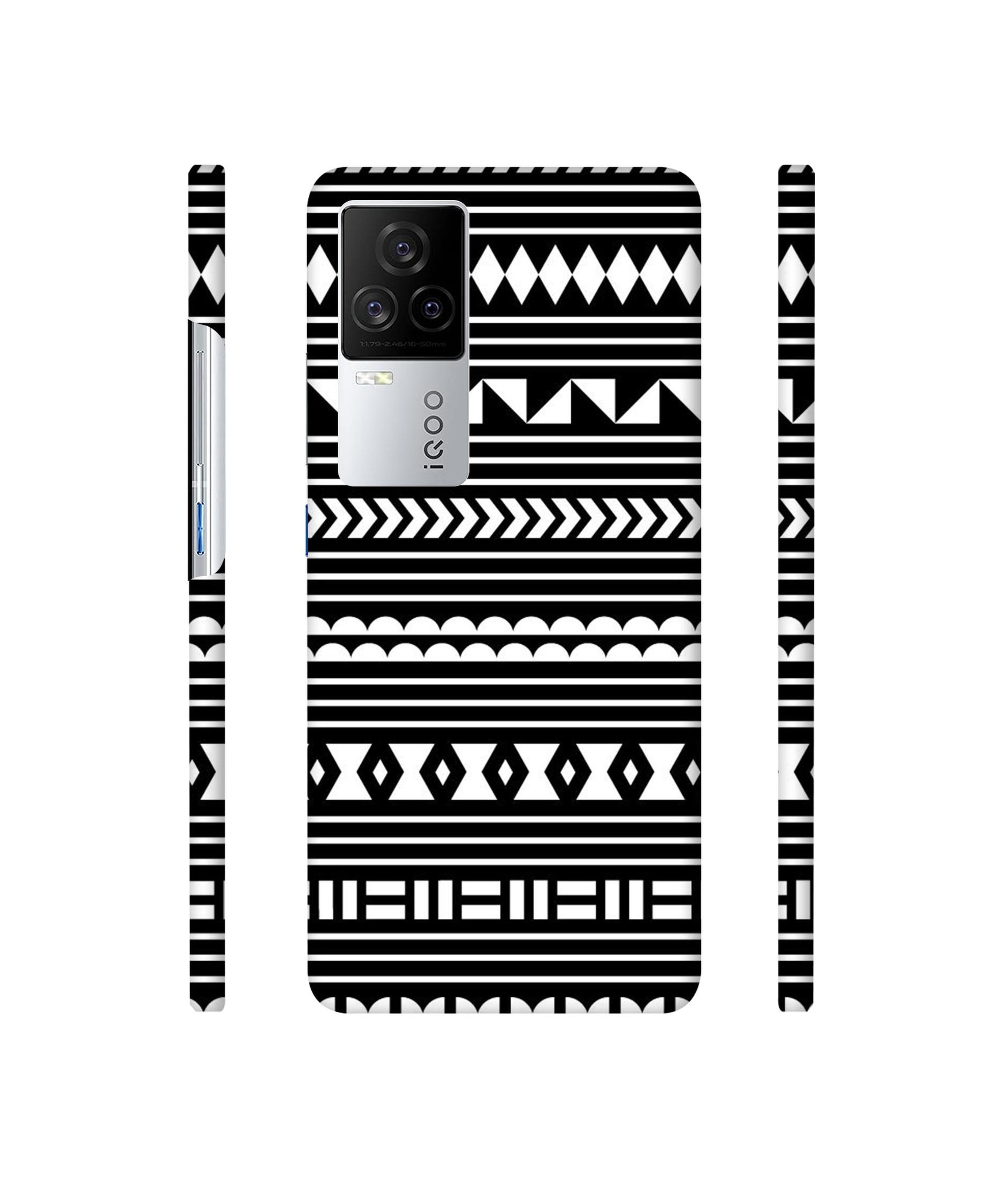 Black Pattern Designer Hard Back Cover for Vivo iQOO 8 Legend