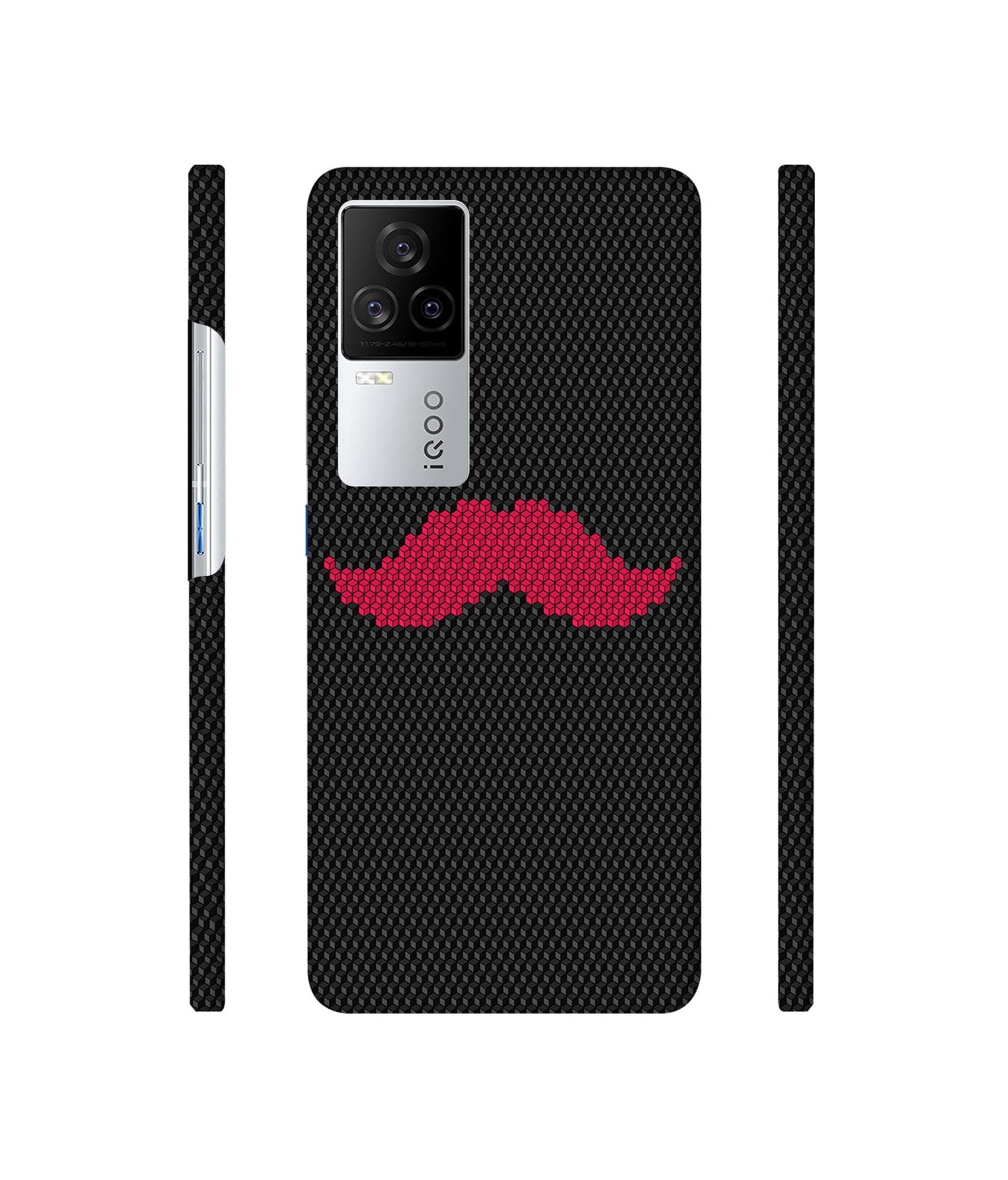 Pink Mustache Pattern Designer Hard Back Cover for Vivo iQOO 8 Legend