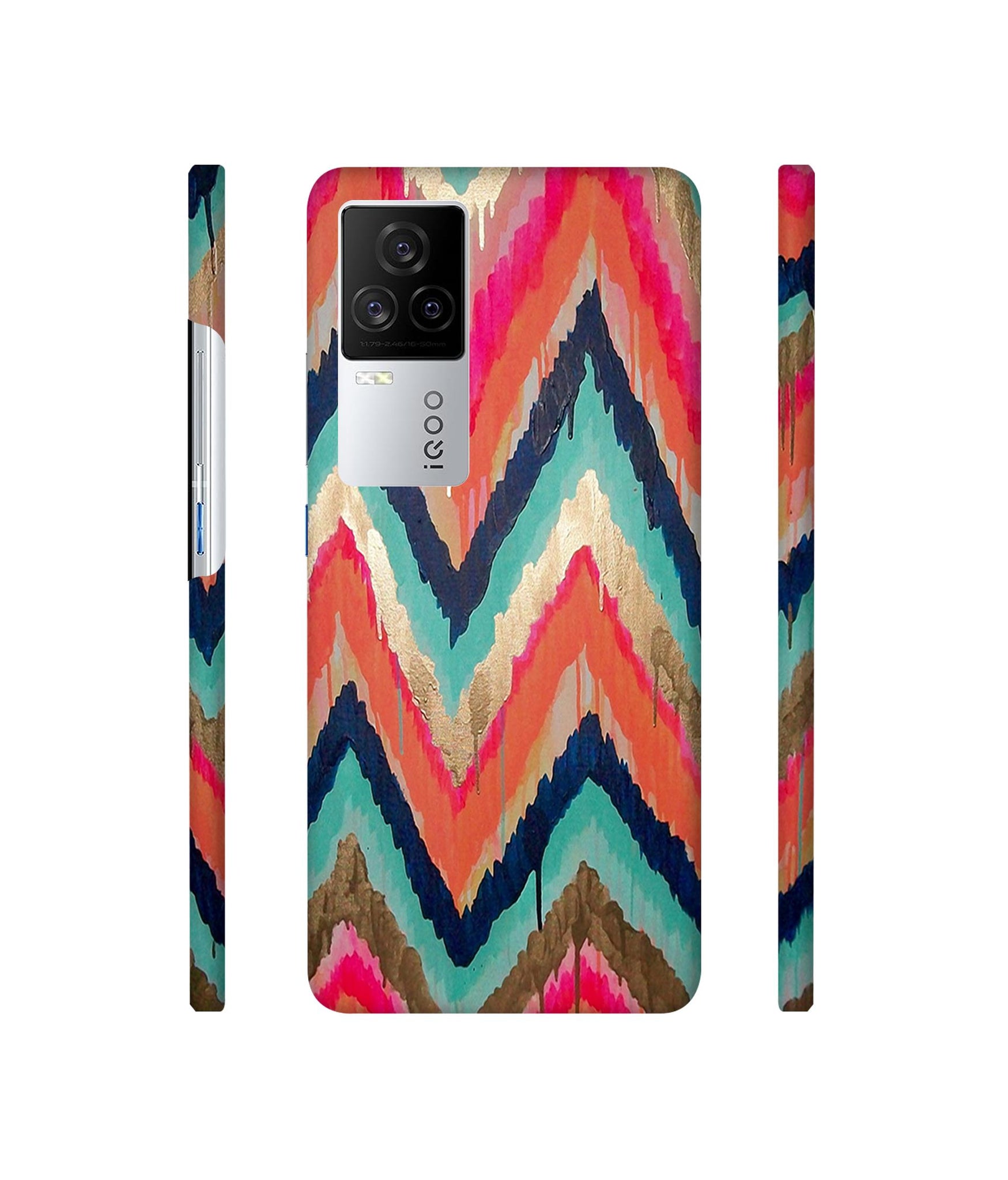 Colorful Zig-Zag Lines Art Designer Hard Back Cover for Vivo iQOO 8 Legend