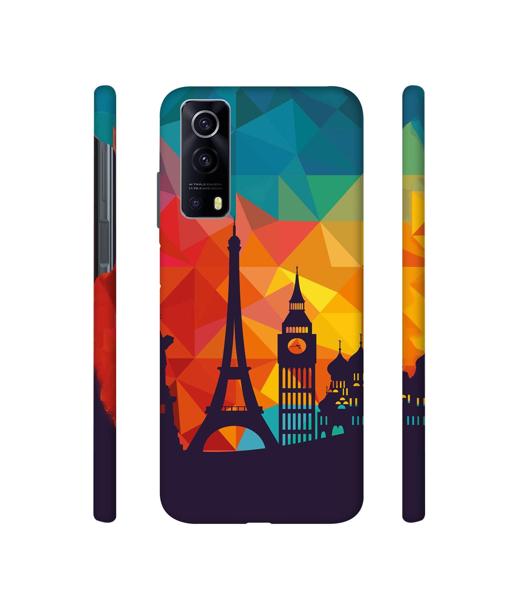 Colored Paris Designer Hard Back Cover for Vivo iQOO Z