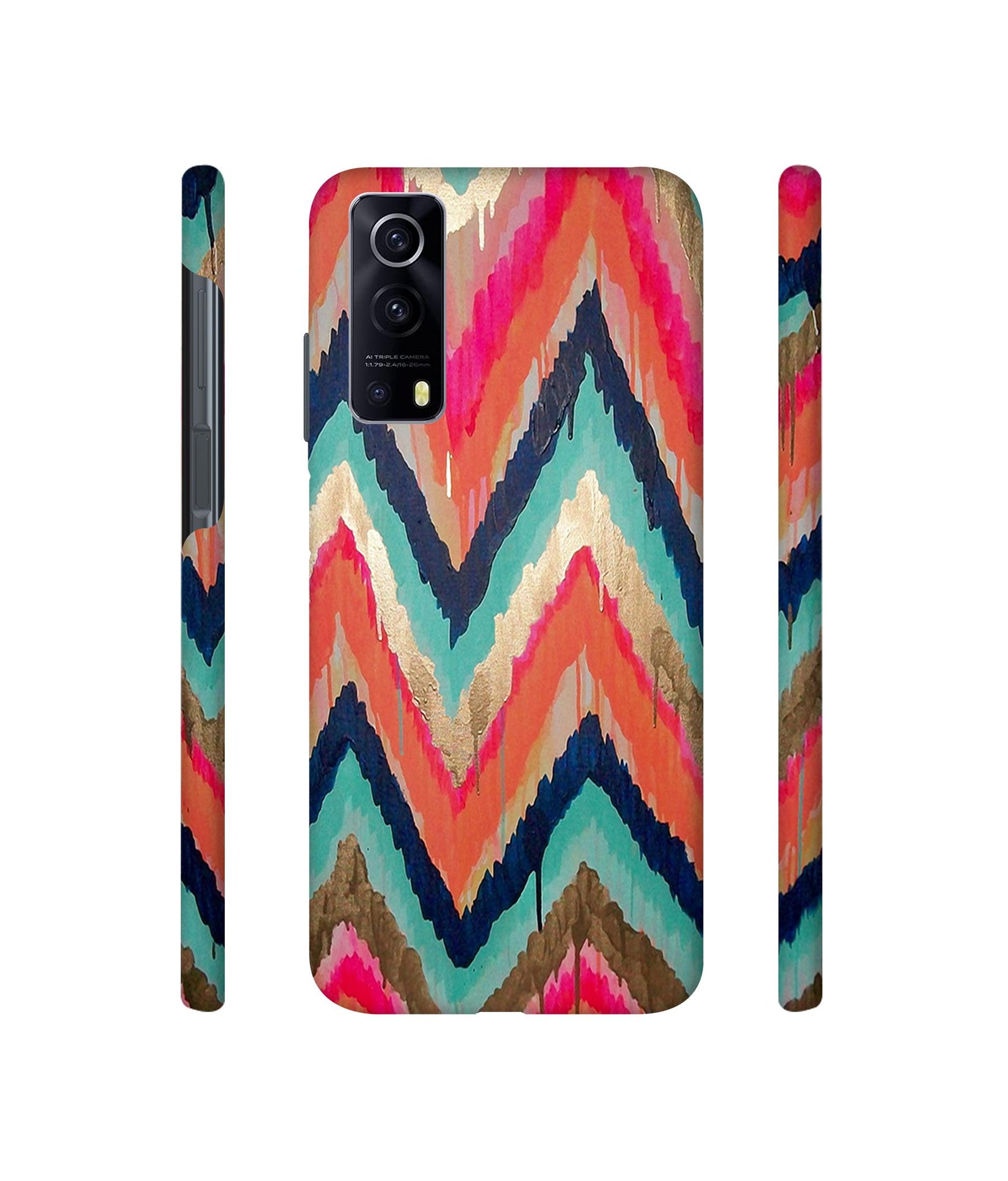 Colorful Zig-Zag Lines Art Designer Hard Back Cover for Vivo iQOO Z