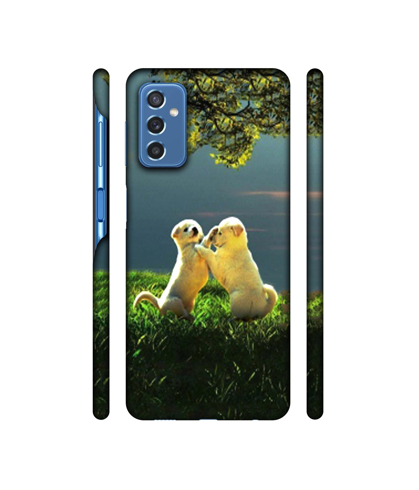 Puppy Couple Play Kids Nature Designer Hard Back Cover for Samsung Galaxy M52 5G