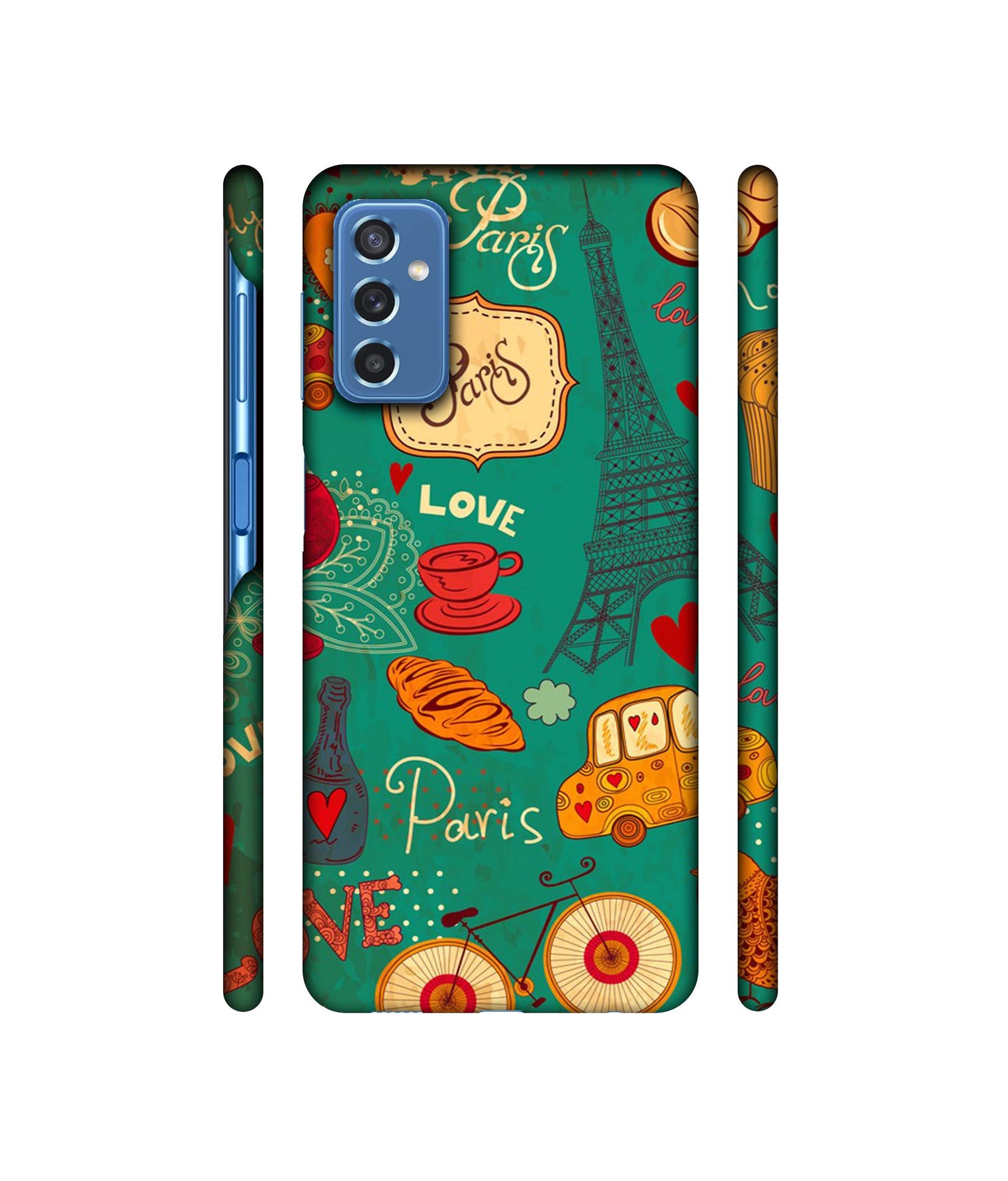 Paris Love Print Designer Hard Back Cover for Samsung Galaxy M52 5G