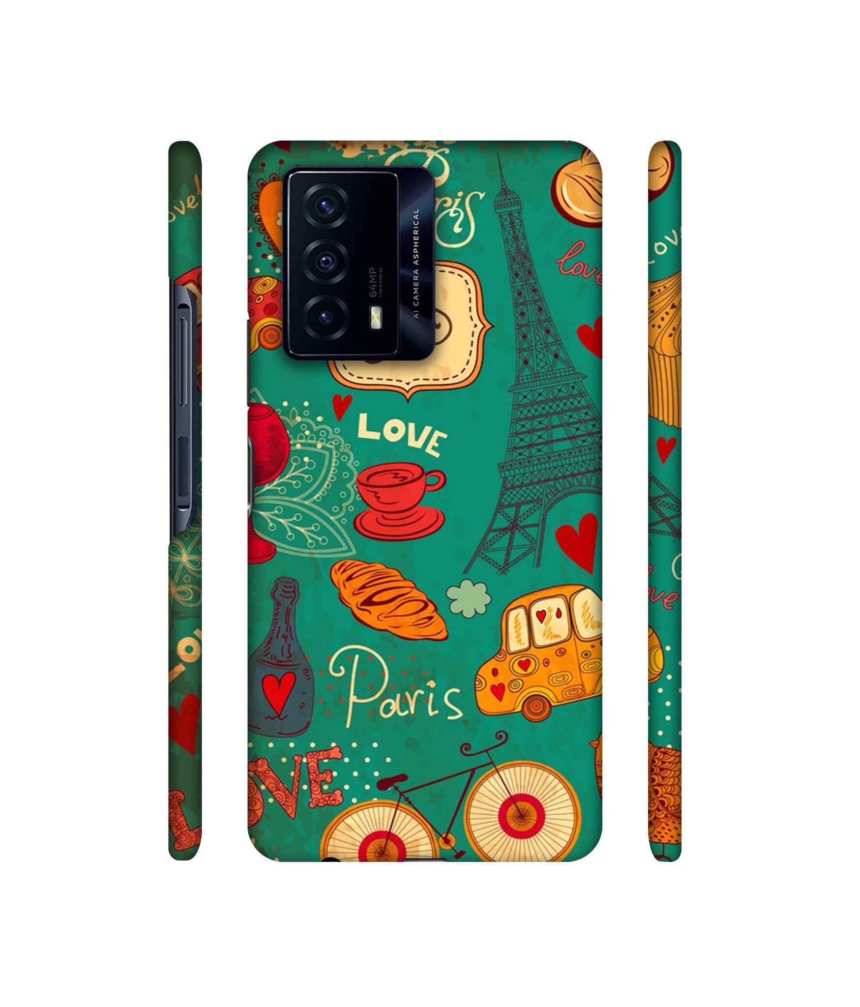 Paris Love Print Designer Hard Back Cover for iQOO Z5 5G