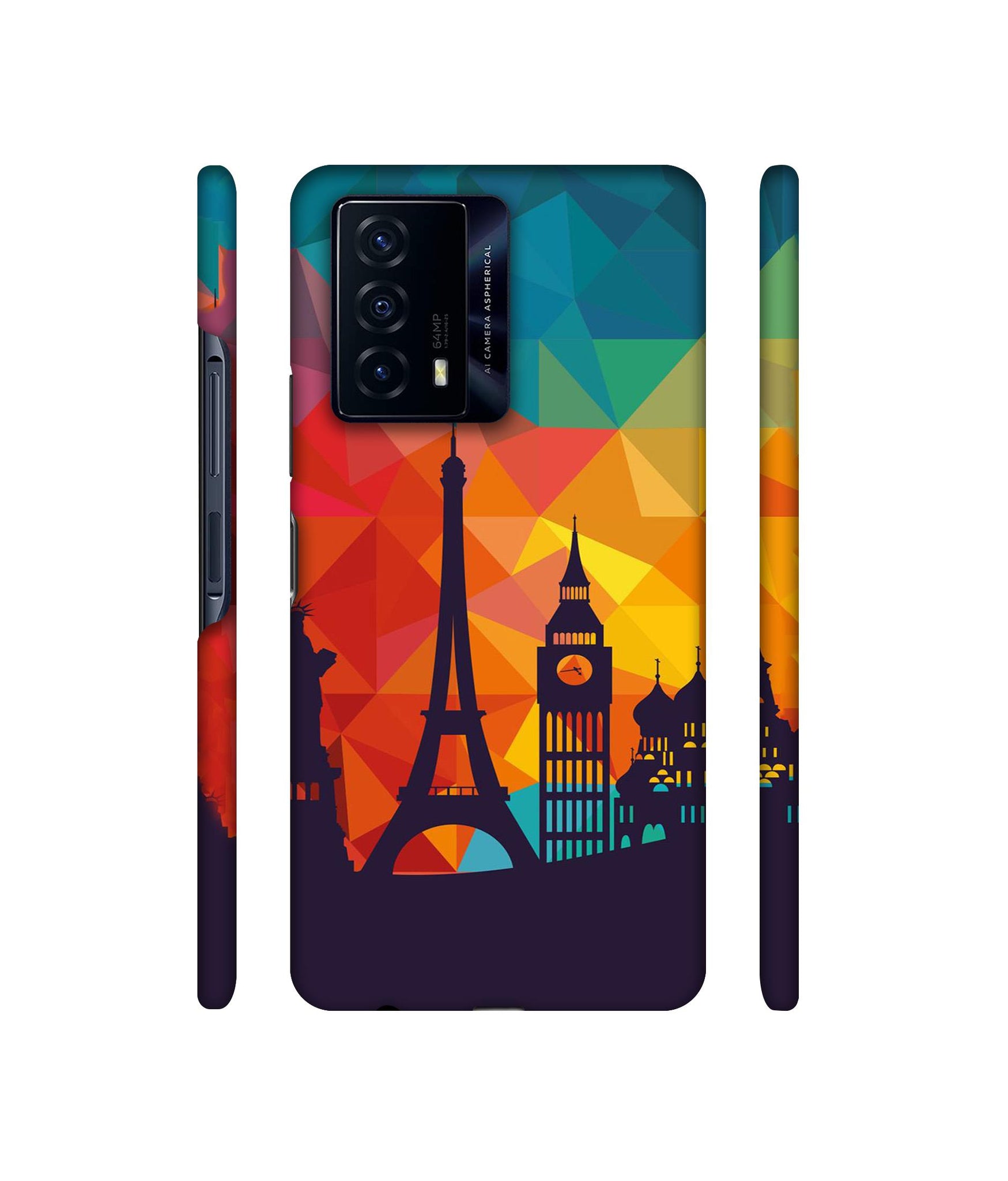 Colored Paris Designer Hard Back Cover for iQOO Z5 5G