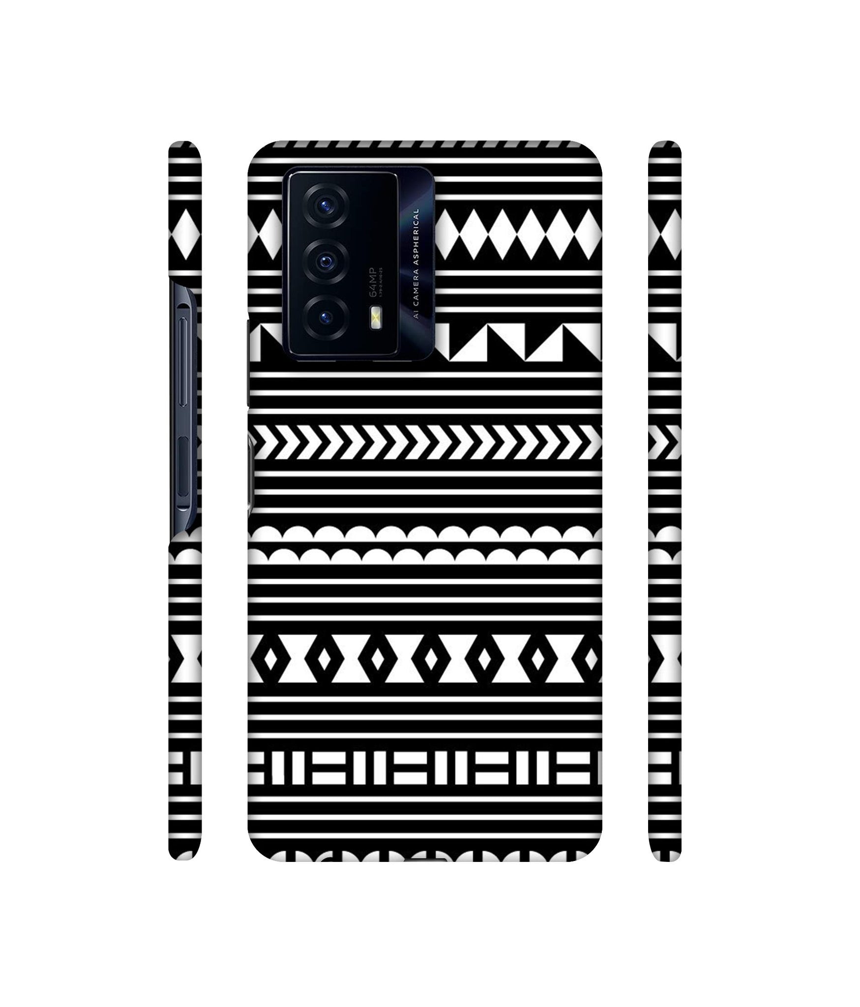 Black Pattern Designer Hard Back Cover for iQOO Z5 5G