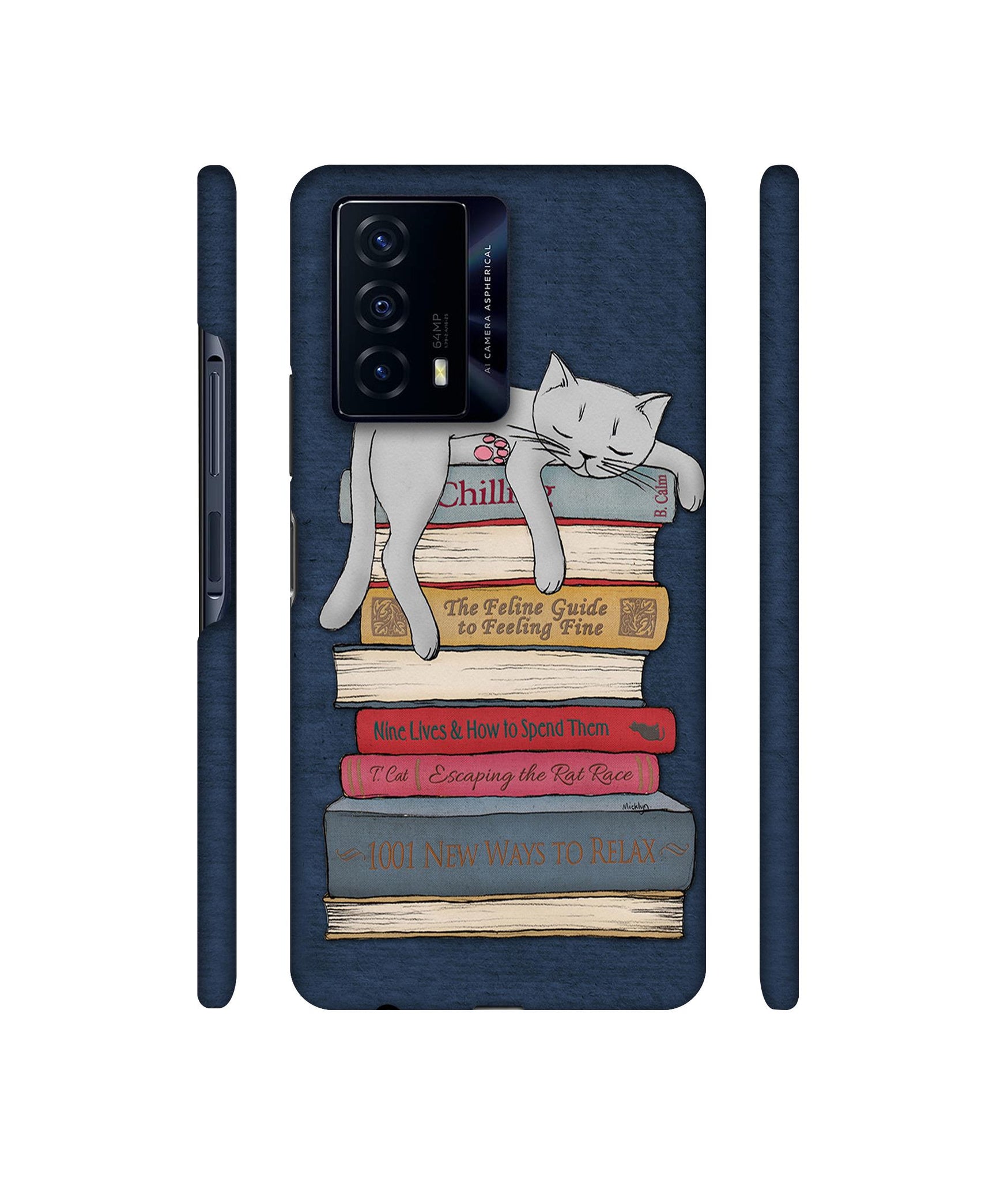 Cat Sleeping On The Books Designer Hard Back Cover for iQOO Z5 5G