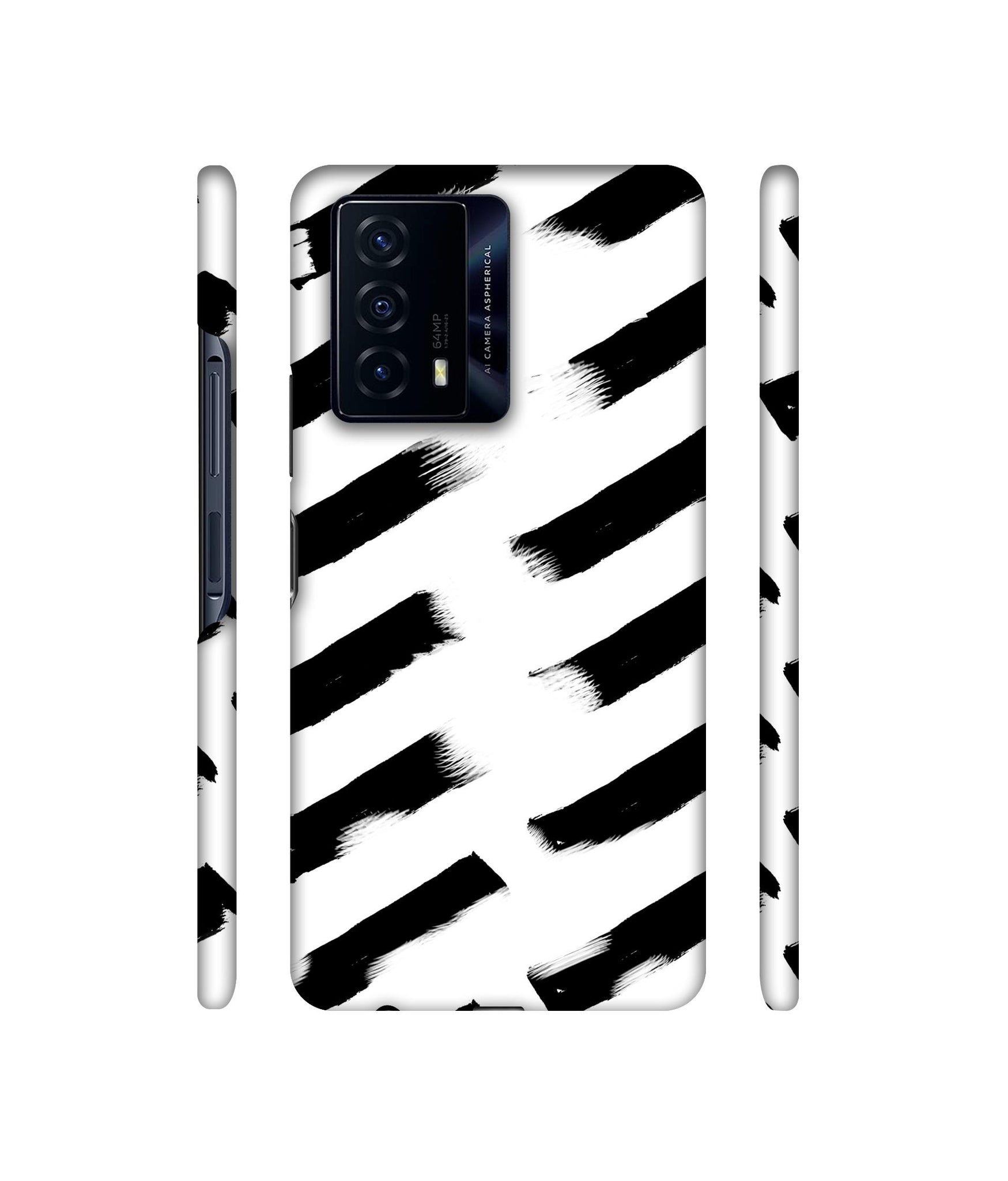 Black & White Rectangle Designer Hard Back Cover for iQOO Z5 5G