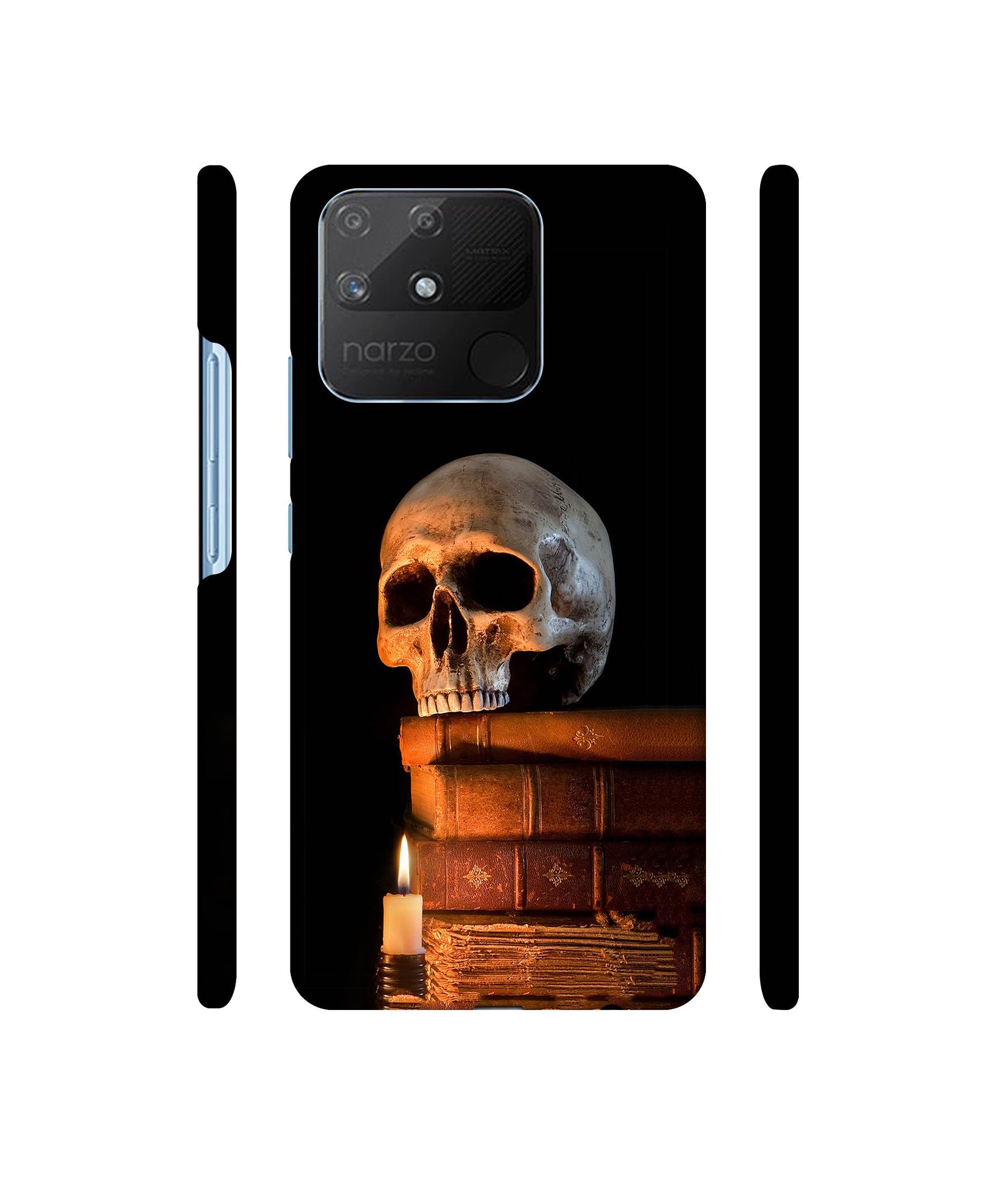 Skull Magic Candles Books Designer Hard Back Cover for Realme Narzo 50A