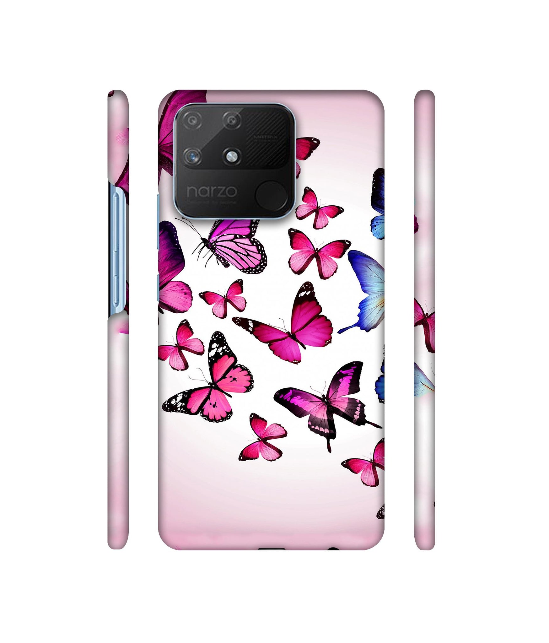 Flying Colorful Butterfly Designer Hard Back Cover for Realme Narzo 50A