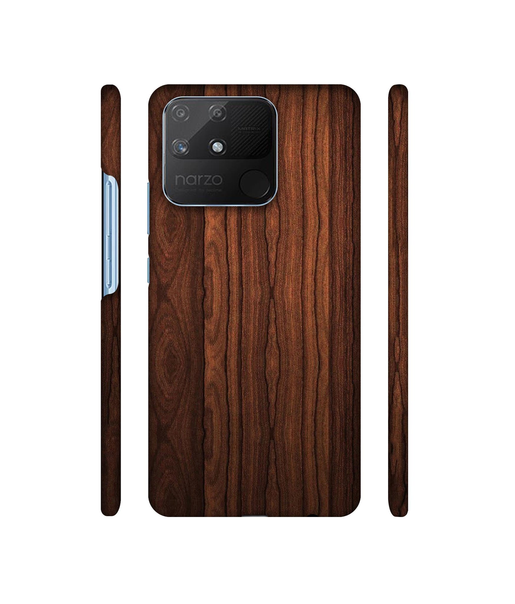 Brown Wooden Texture Designer Hard Back Cover for Realme Narzo 50A