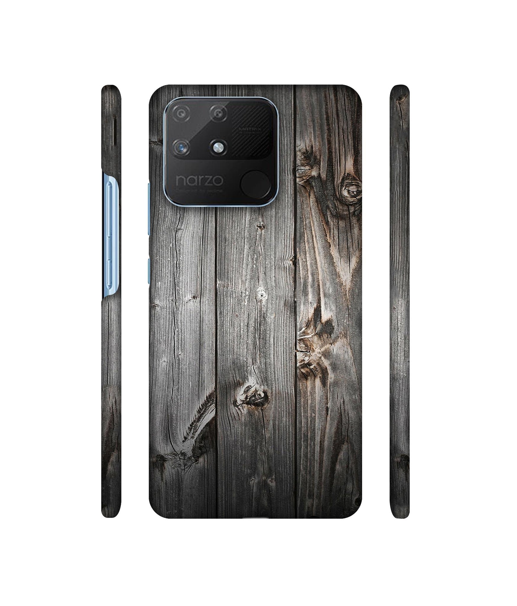 Grey Wooden Texture Designer Hard Back Cover for Realme Narzo 50A