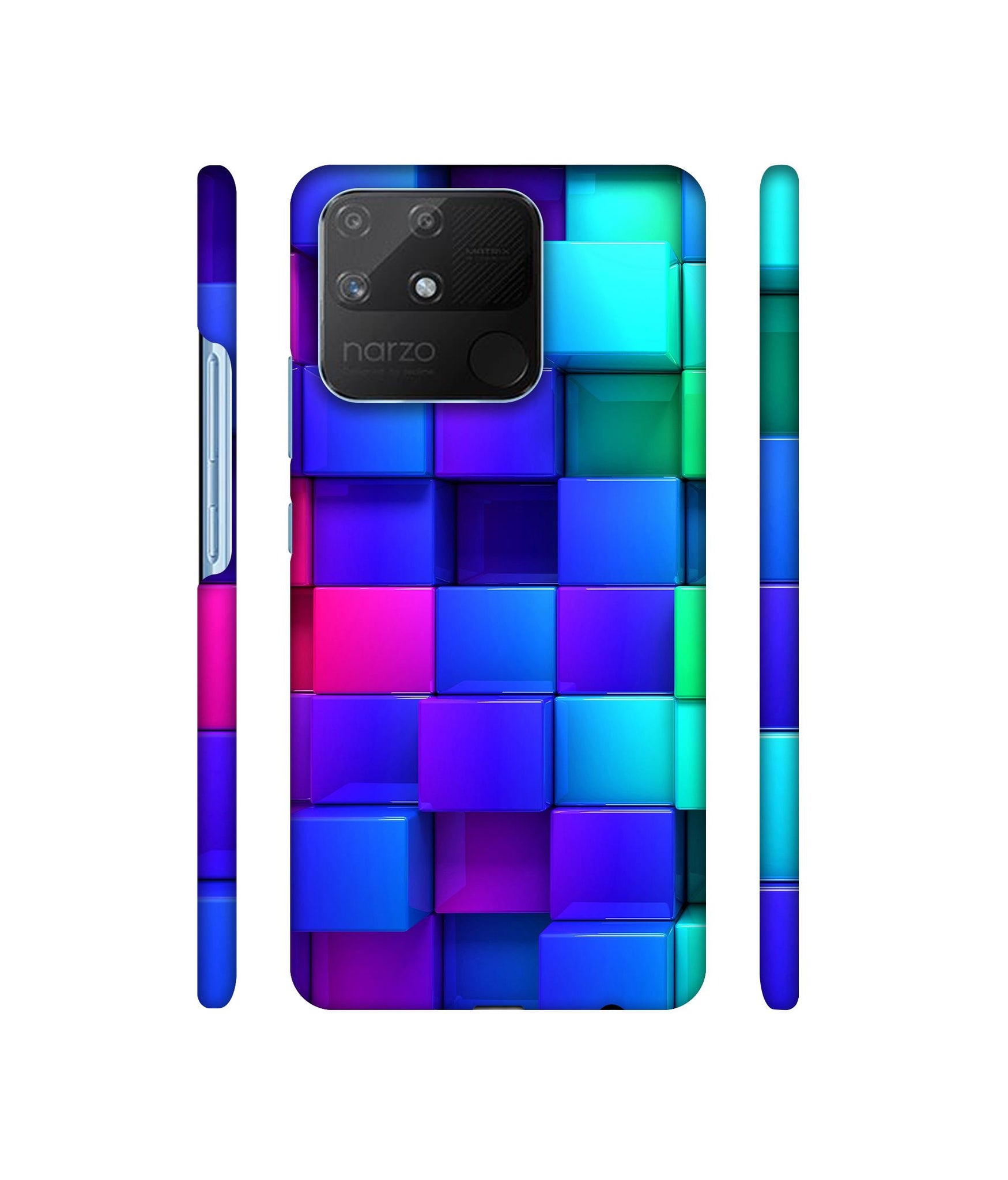 Blocks Rainbow 3D Graphics Designer Hard Back Cover for Realme Narzo 50A