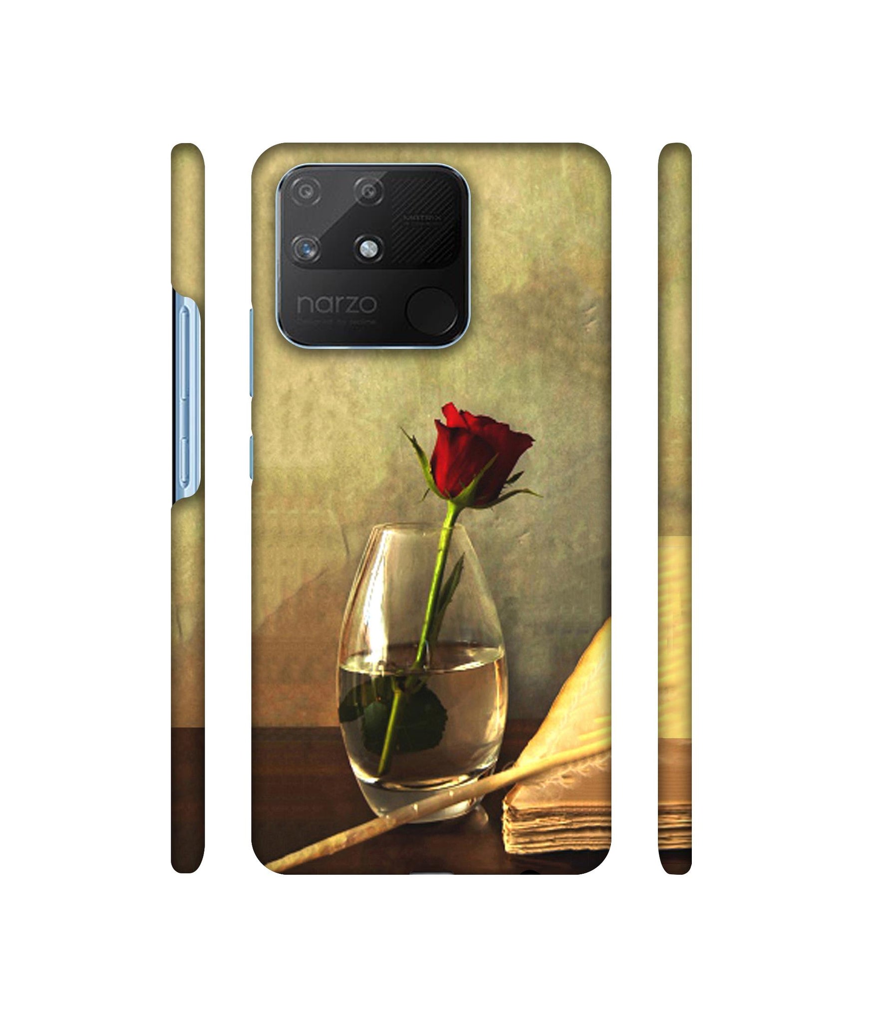 Red Rose in Glass Designer Hard Back Cover for Realme Narzo 50A