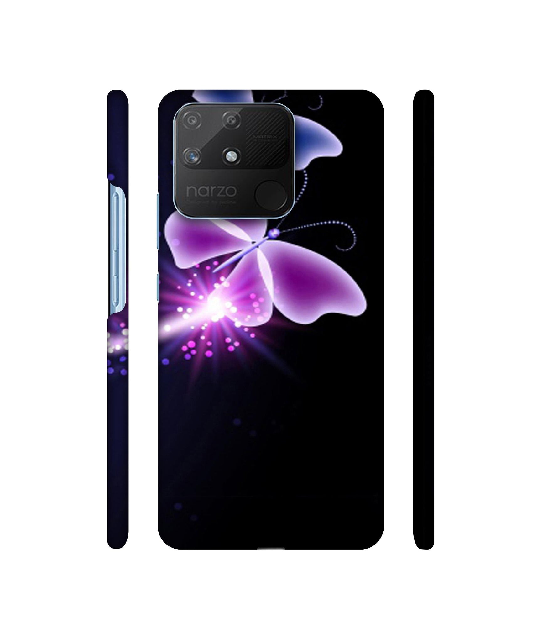 Neon Butterfly Light Abstract Shine Designer Hard Back Cover for Realme Narzo 50A