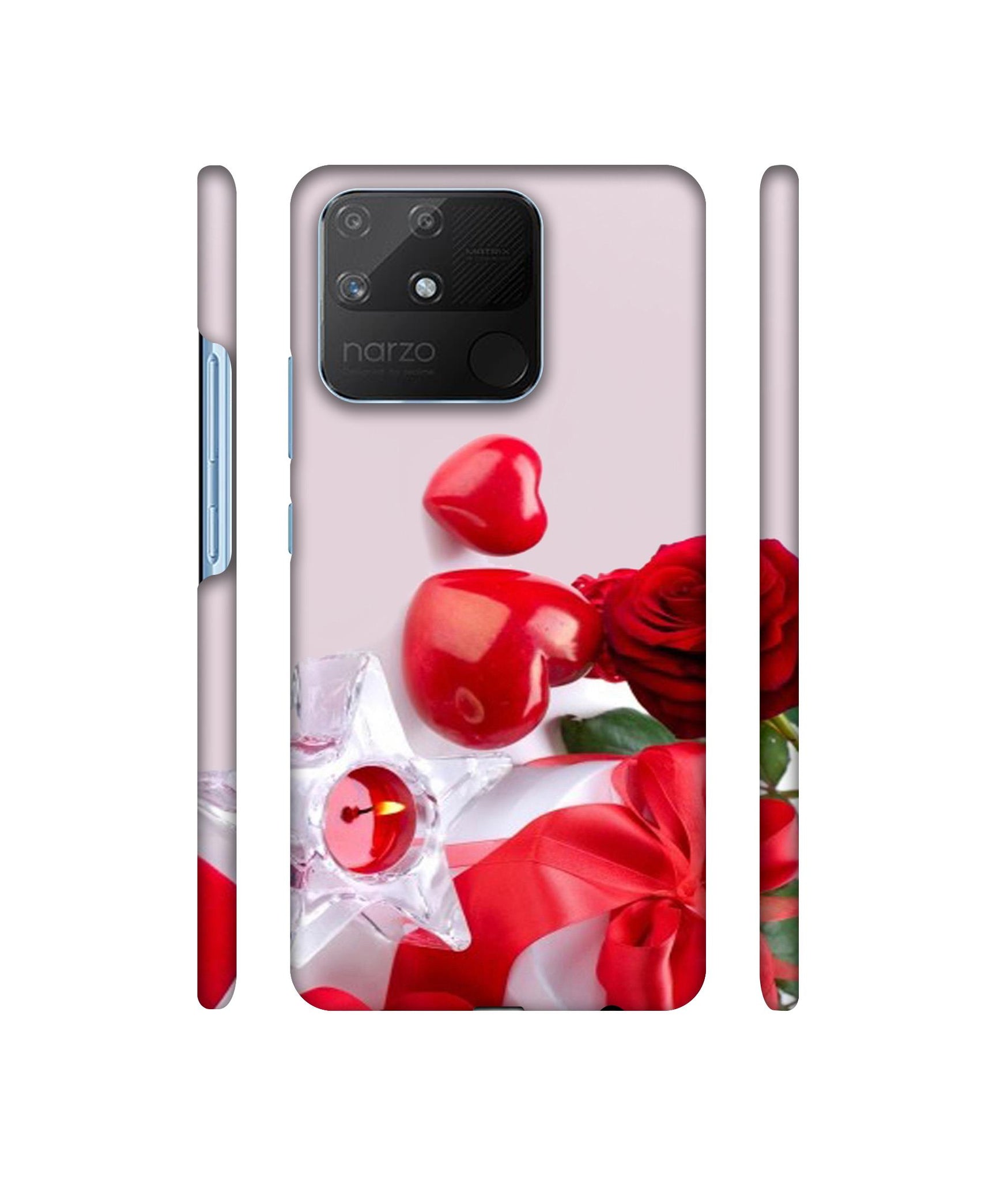 Red Rose Heart Valentines Couple Designer Hard Back Cover for Realme Narzo 50A