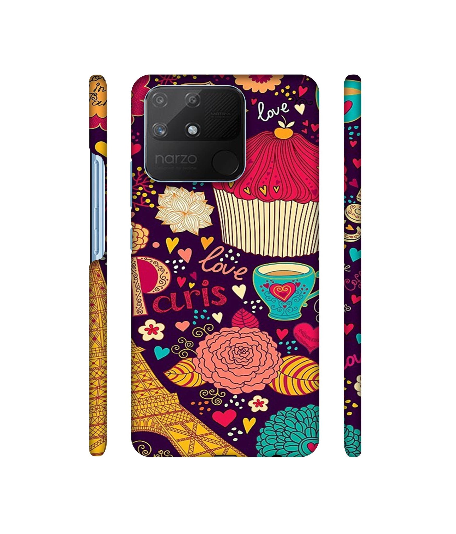 Paris Flower Love Designer Hard Back Cover for Realme Narzo 50A