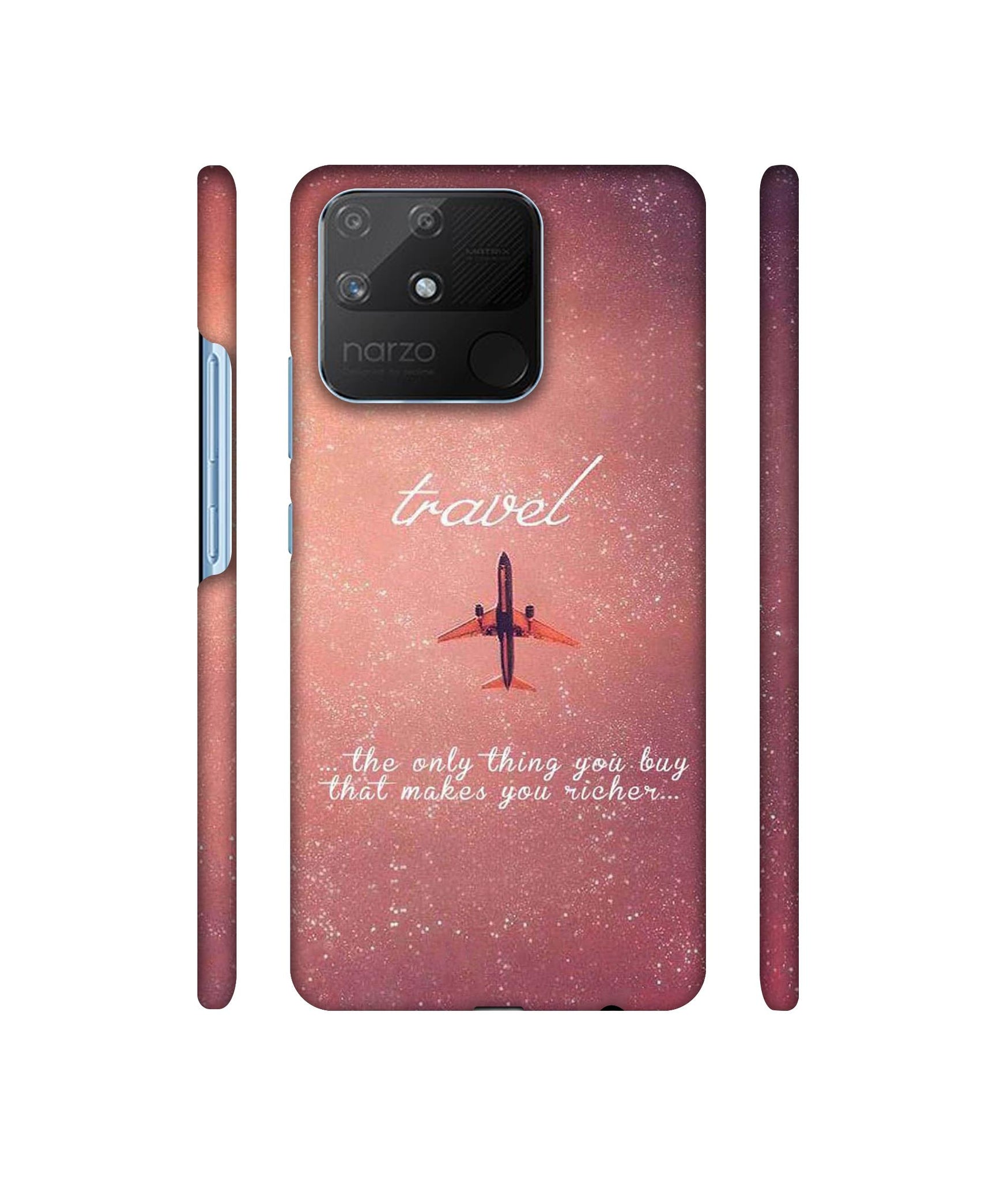 Travel with Plane Designer Hard Back Cover for Realme Narzo 50A